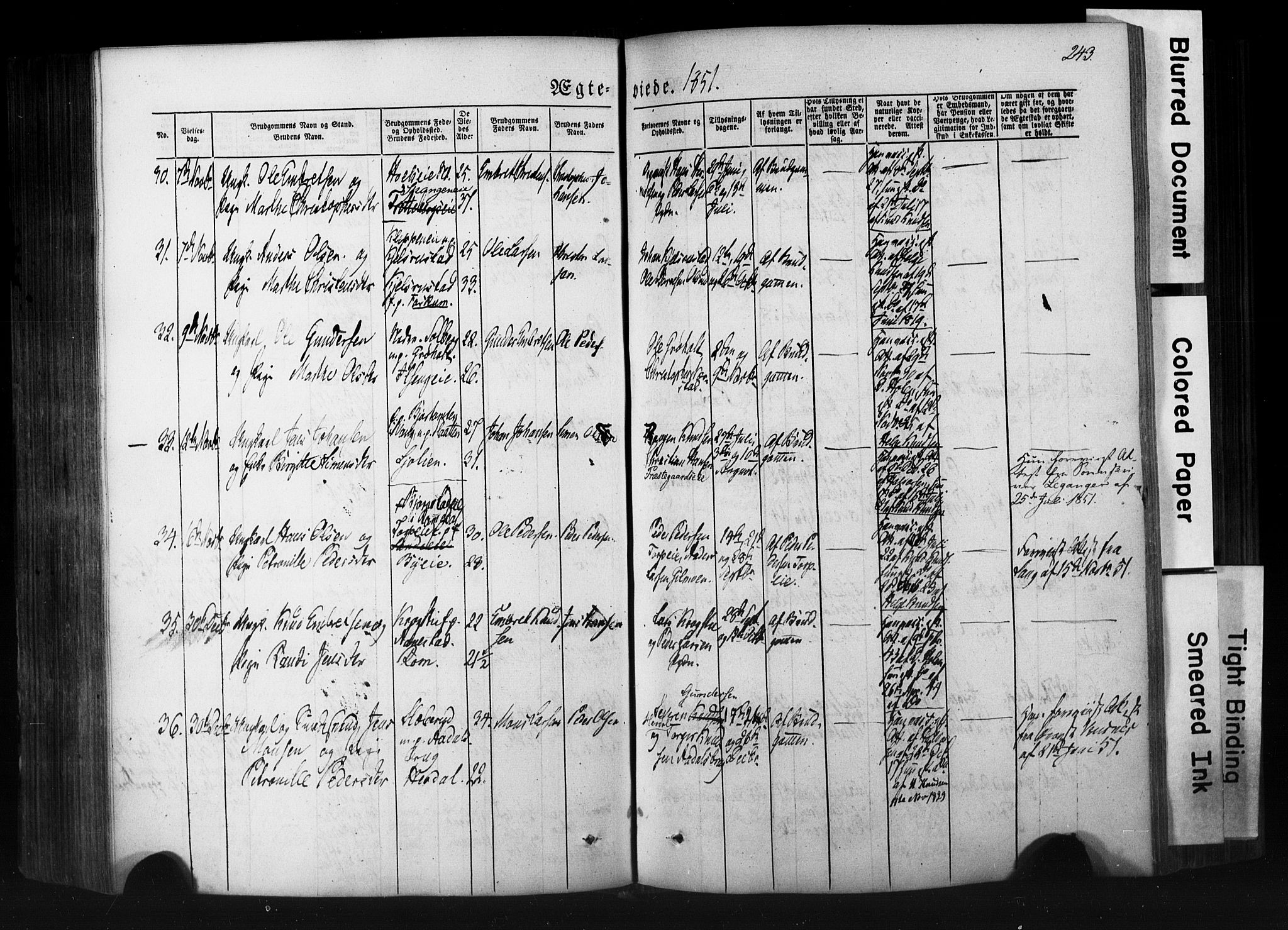 Løten prestekontor, AV/SAH-PREST-022/K/Ka/L0007: Parish register (official) no. 7, 1850-1859, p. 243