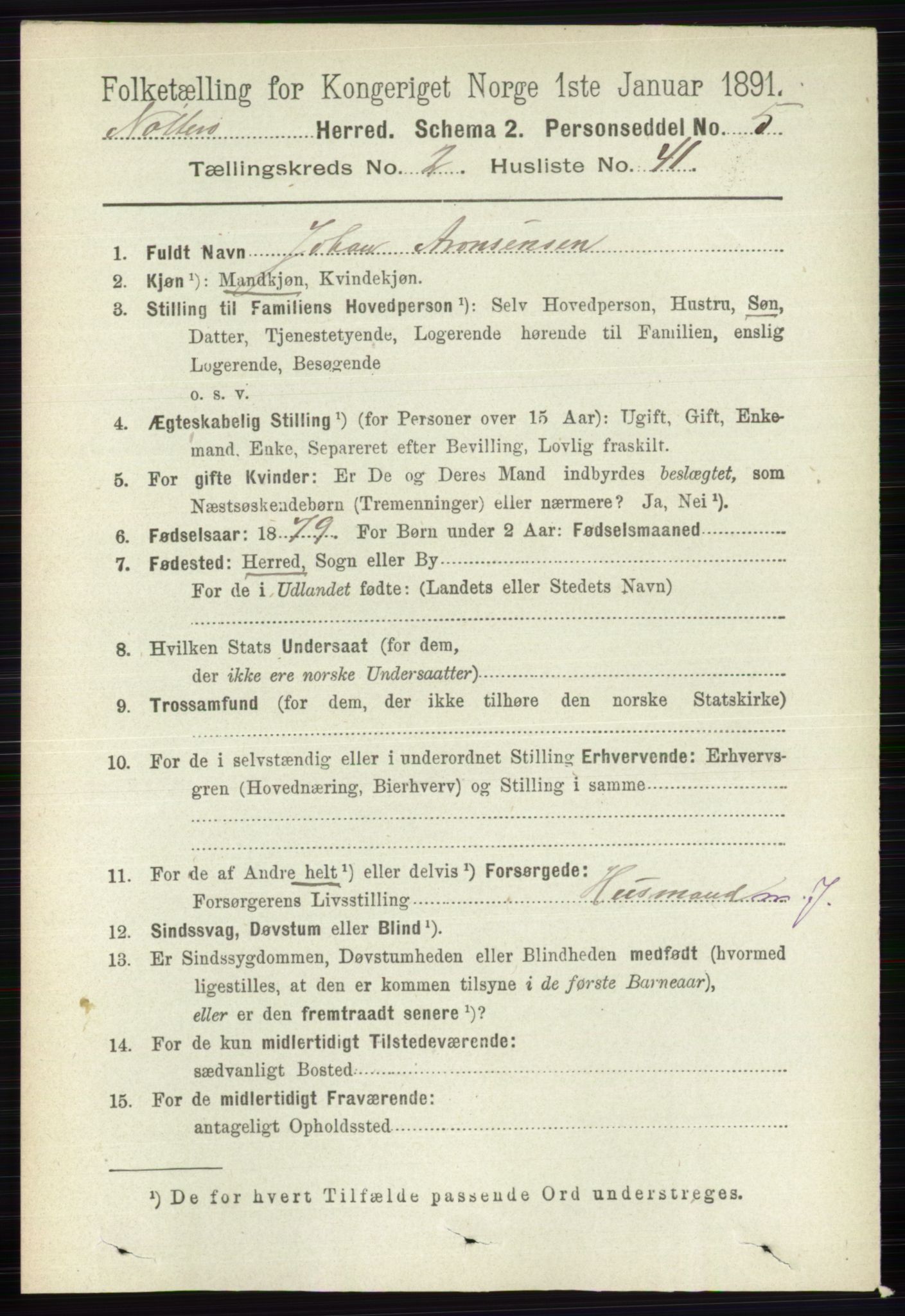 RA, 1891 census for 0722 Nøtterøy, 1891, p. 1116