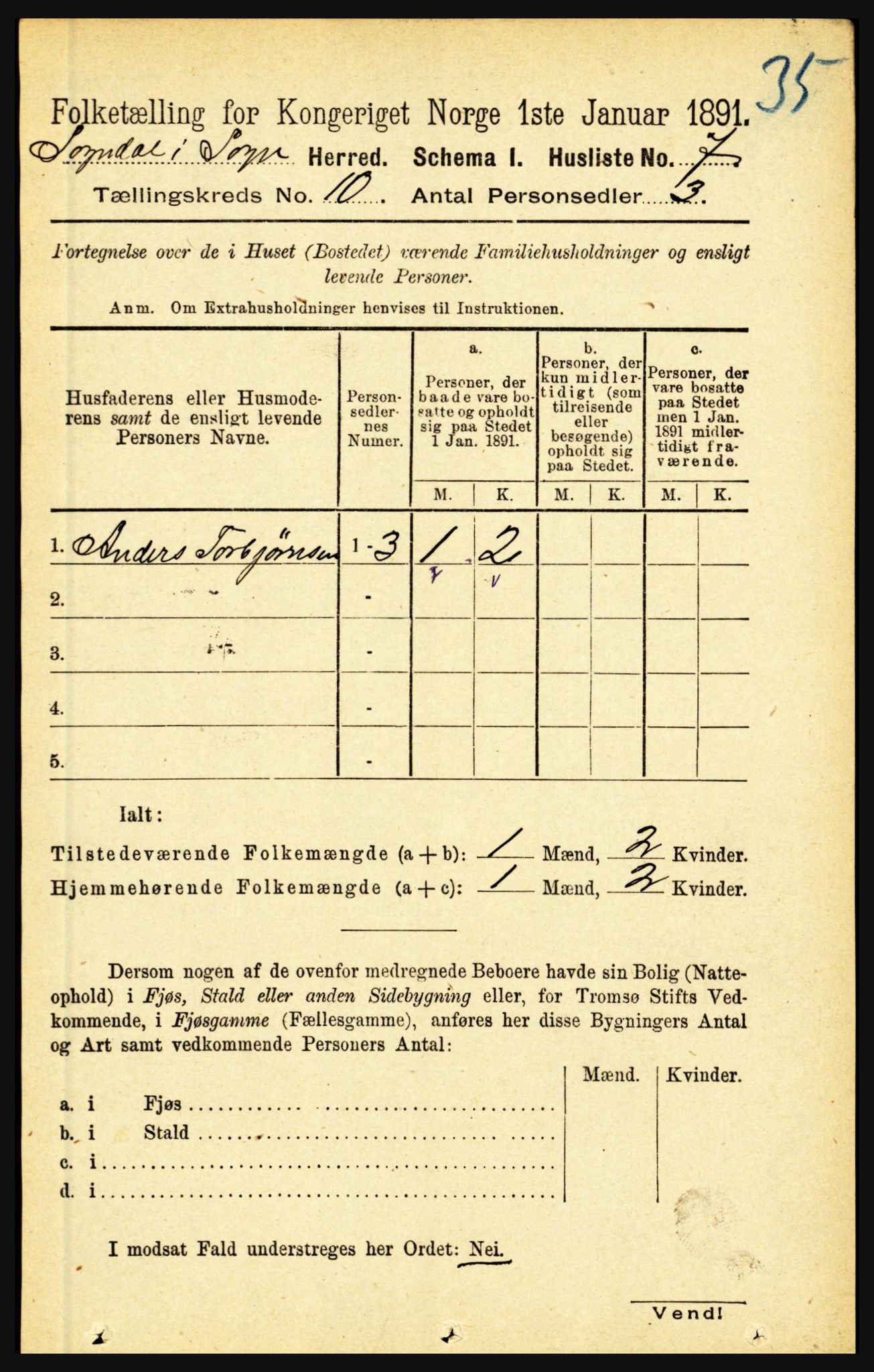 RA, 1891 census for 1420 Sogndal, 1891, p. 3900