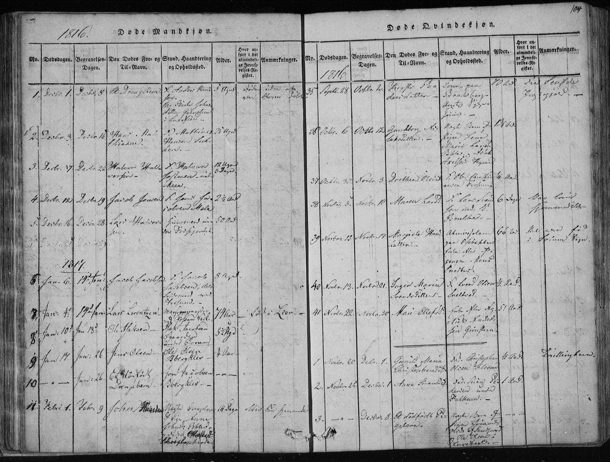 Gjerpen kirkebøker, SAKO/A-265/F/Fa/L0004: Parish register (official) no. I 4, 1814-1823, p. 104