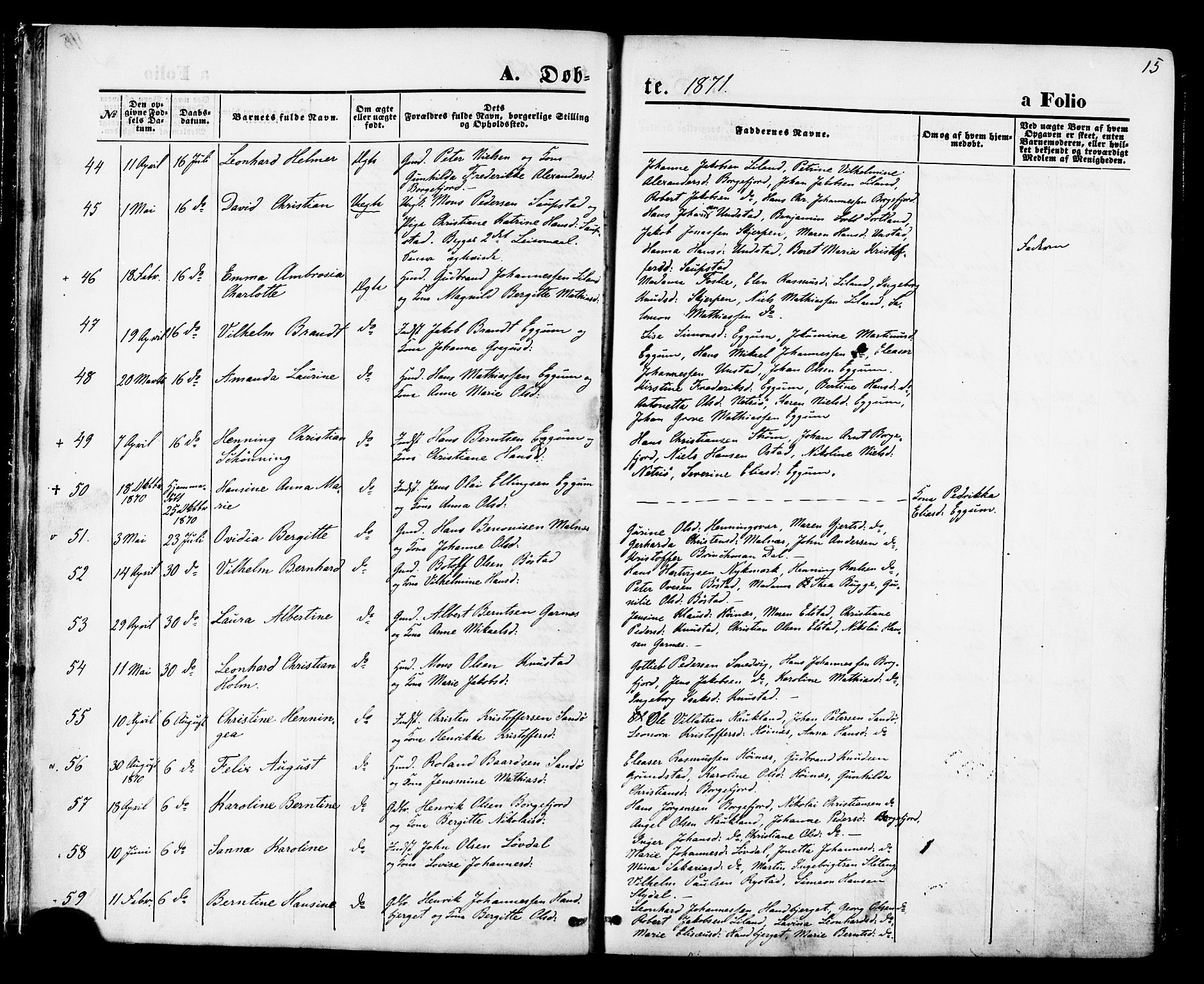 Ministerialprotokoller, klokkerbøker og fødselsregistre - Nordland, SAT/A-1459/880/L1132: Parish register (official) no. 880A06, 1869-1887, p. 15
