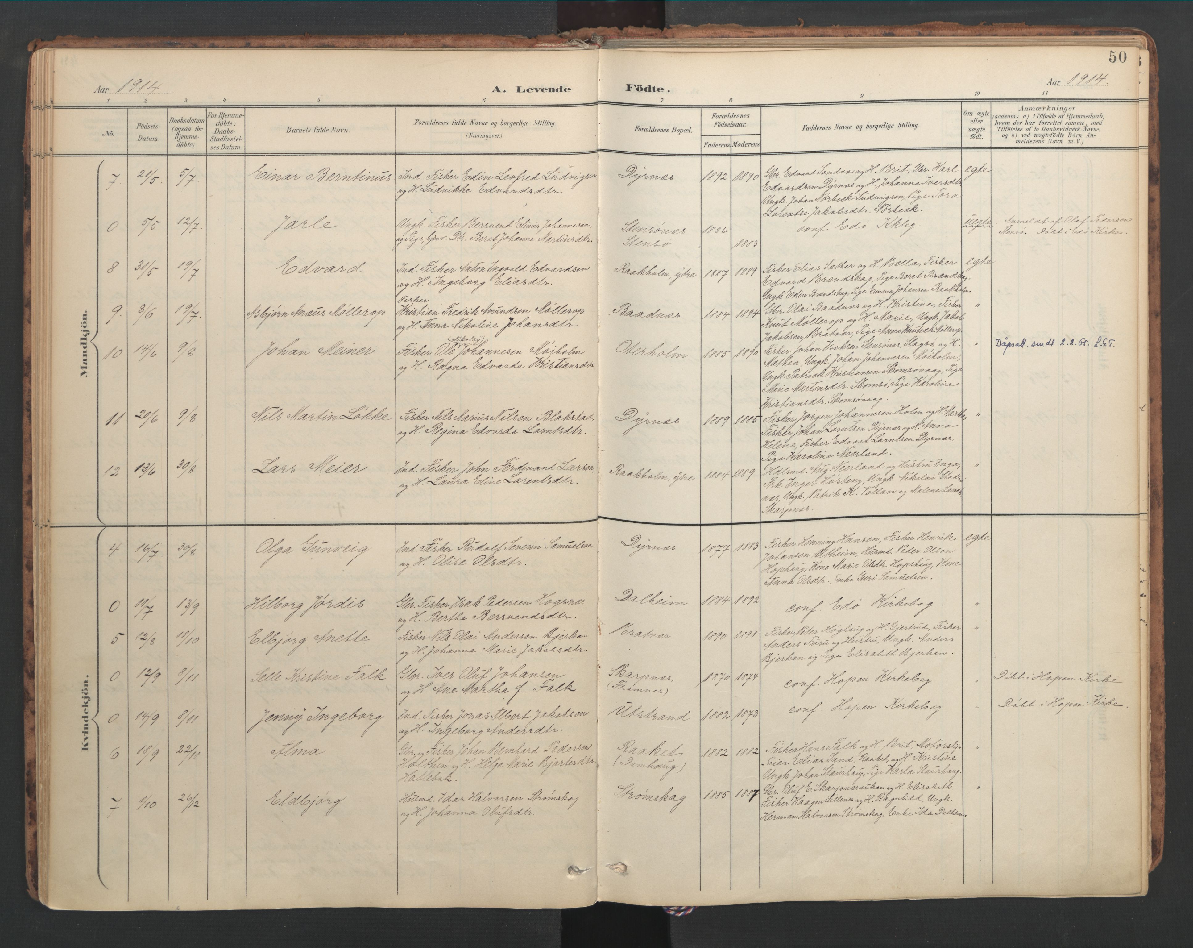 Ministerialprotokoller, klokkerbøker og fødselsregistre - Møre og Romsdal, AV/SAT-A-1454/582/L0948: Parish register (official) no. 582A02, 1901-1922, p. 50