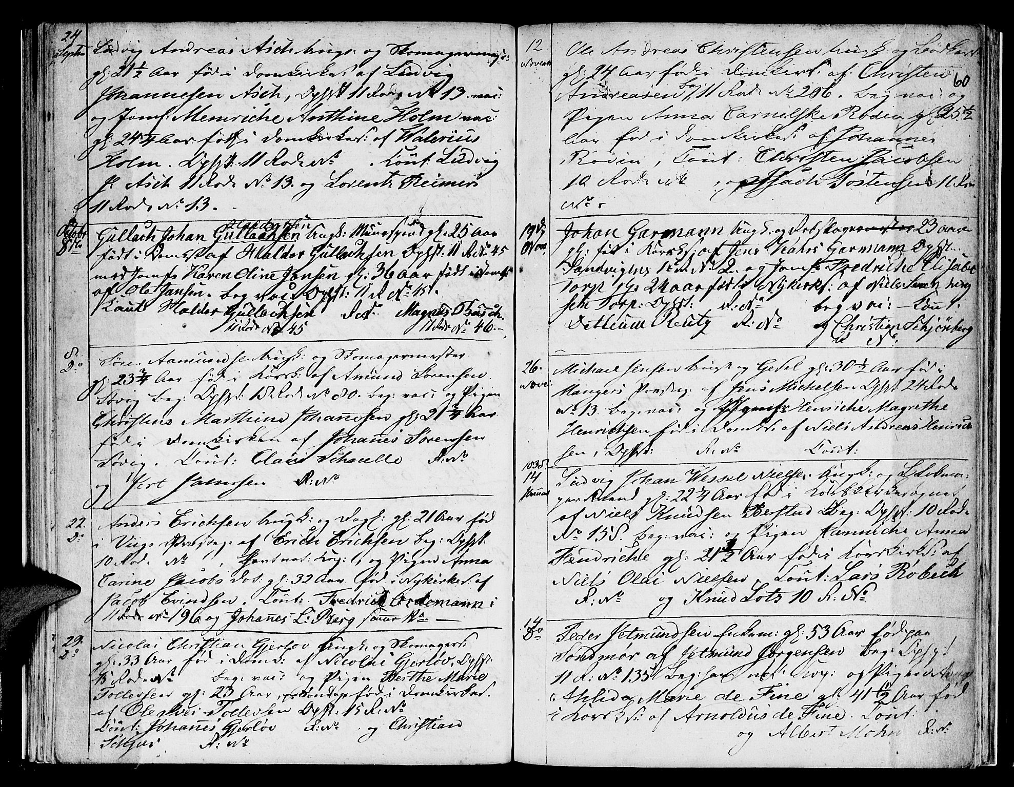 Domkirken sokneprestembete, SAB/A-74801/H/Hab/L0003: Parish register (copy) no. A 3, 1820-1853, p. 60