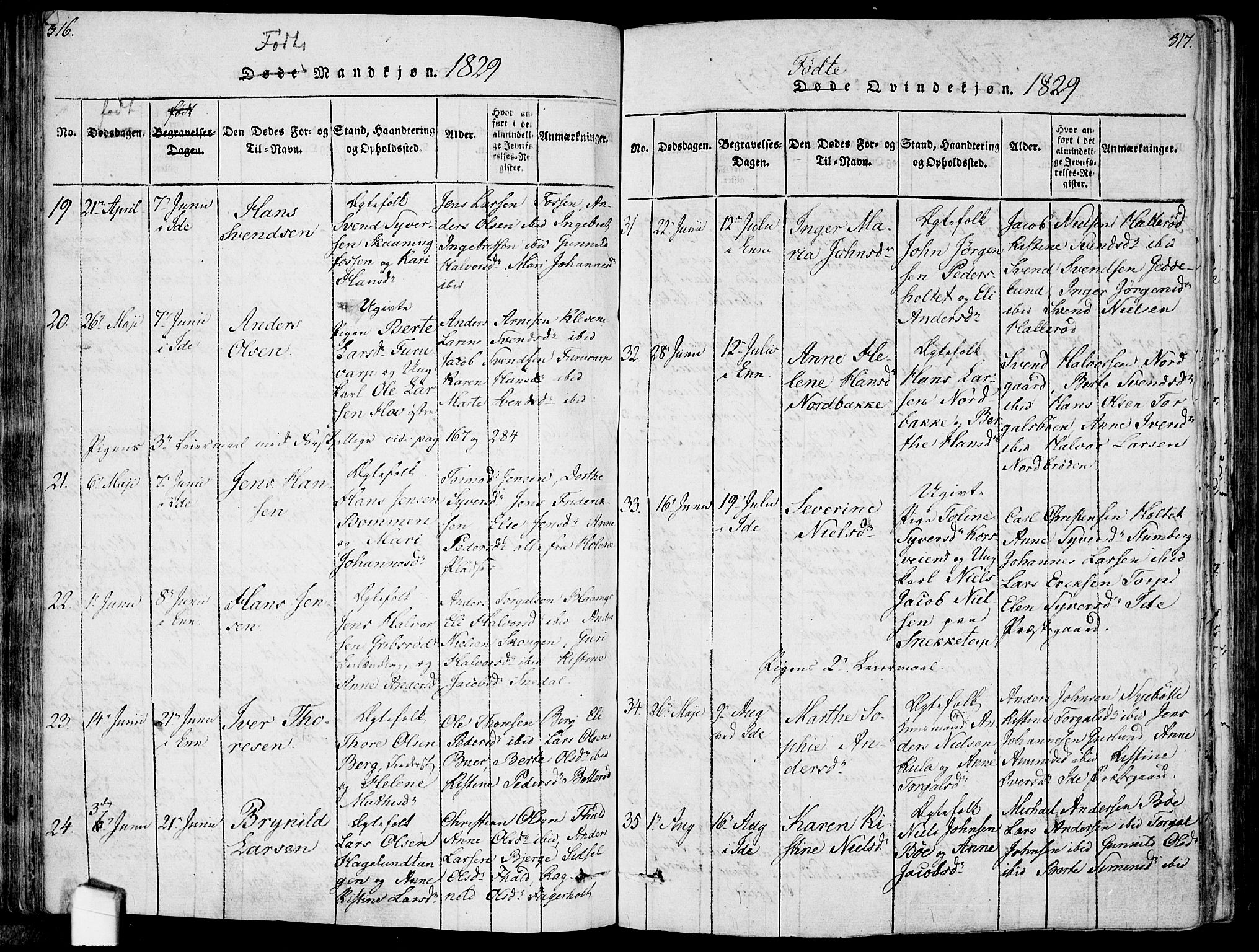 Idd prestekontor Kirkebøker, AV/SAO-A-10911/F/Fc/L0002: Parish register (official) no. III 2, 1815-1831, p. 316-317