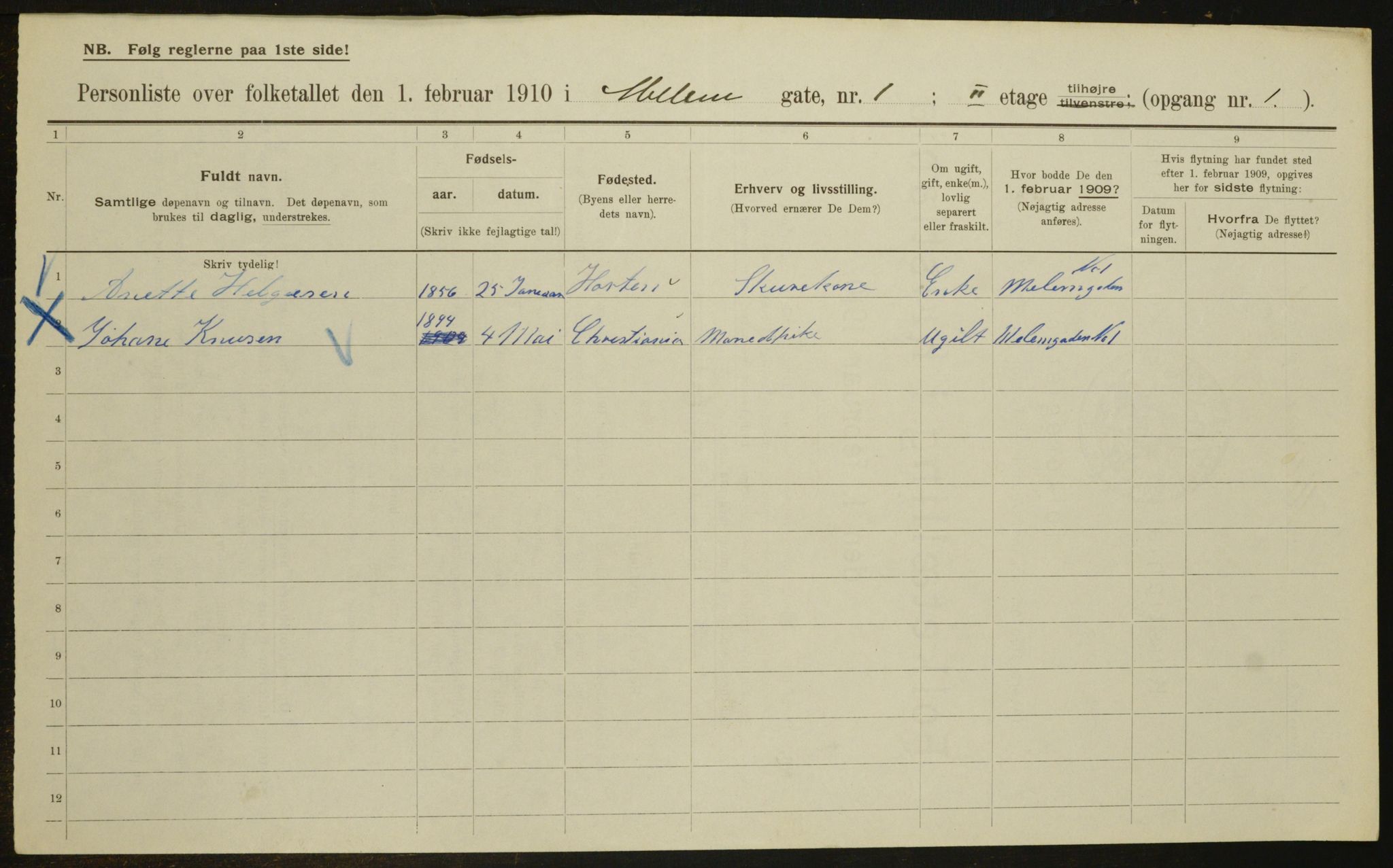 OBA, Municipal Census 1910 for Kristiania, 1910, p. 62979