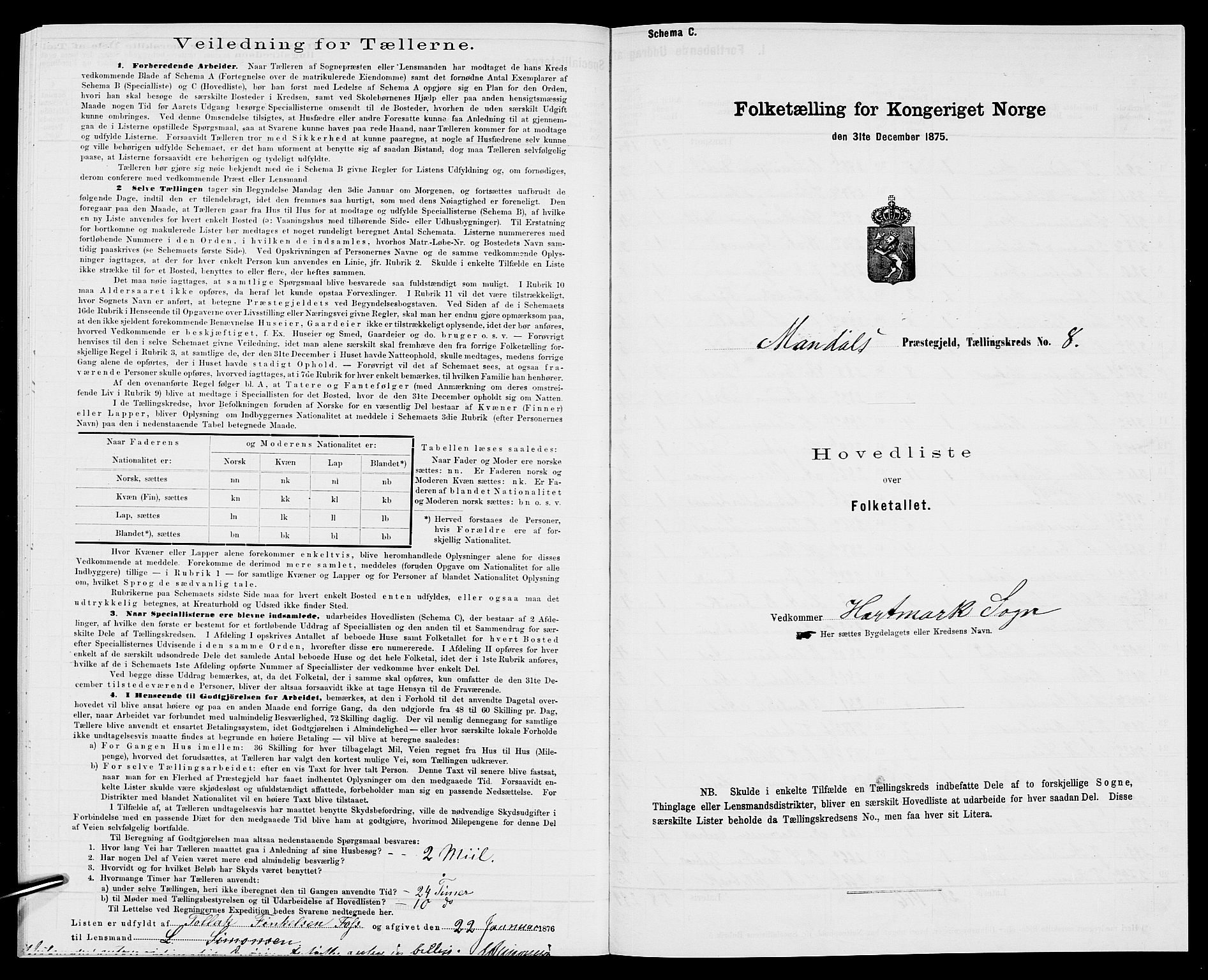 SAK, 1875 census for 1019L Mandal/Halse og Harkmark, 1875, p. 46