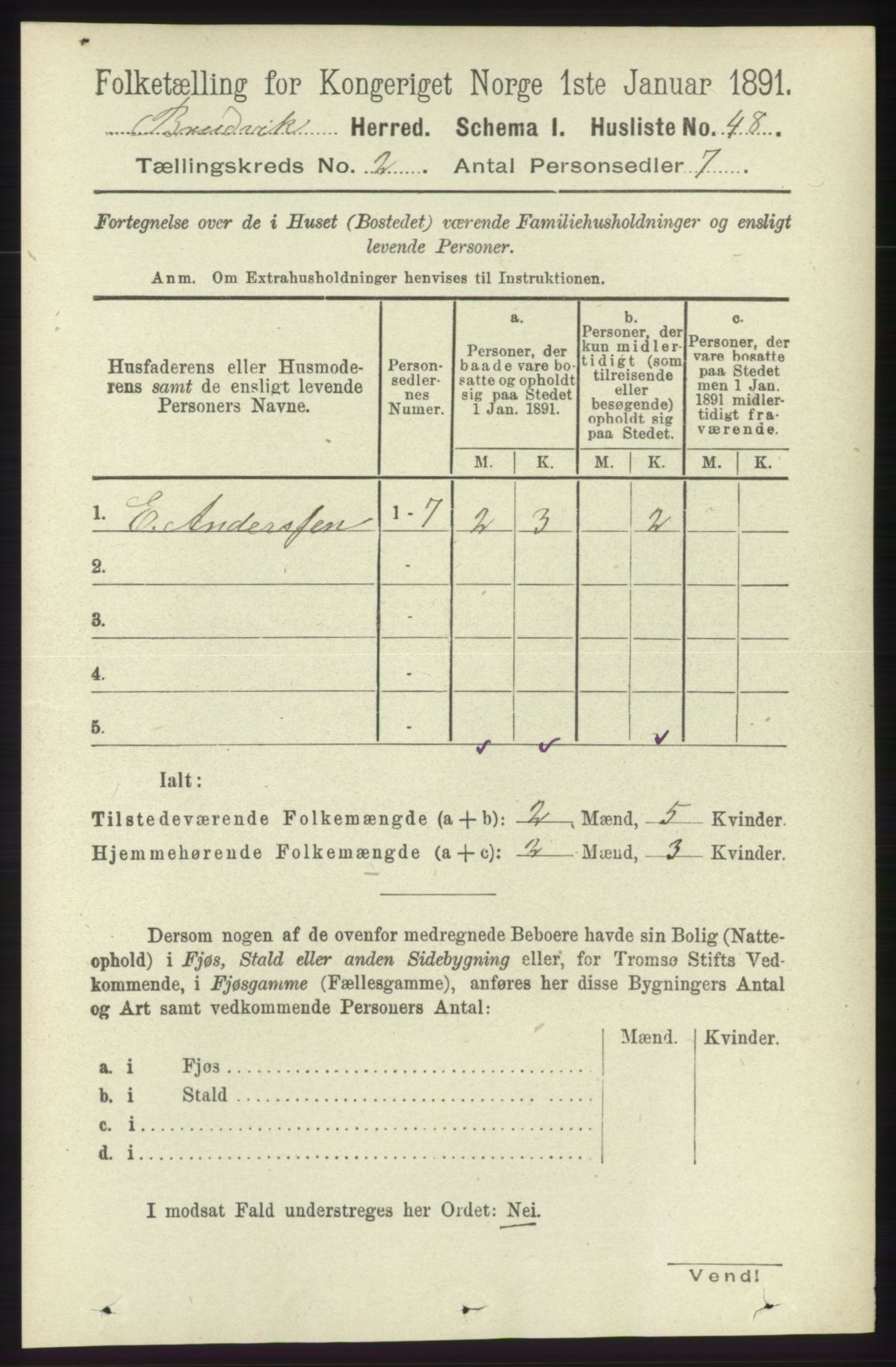 RA, 1891 census for 1251 Bruvik, 1891, p. 426