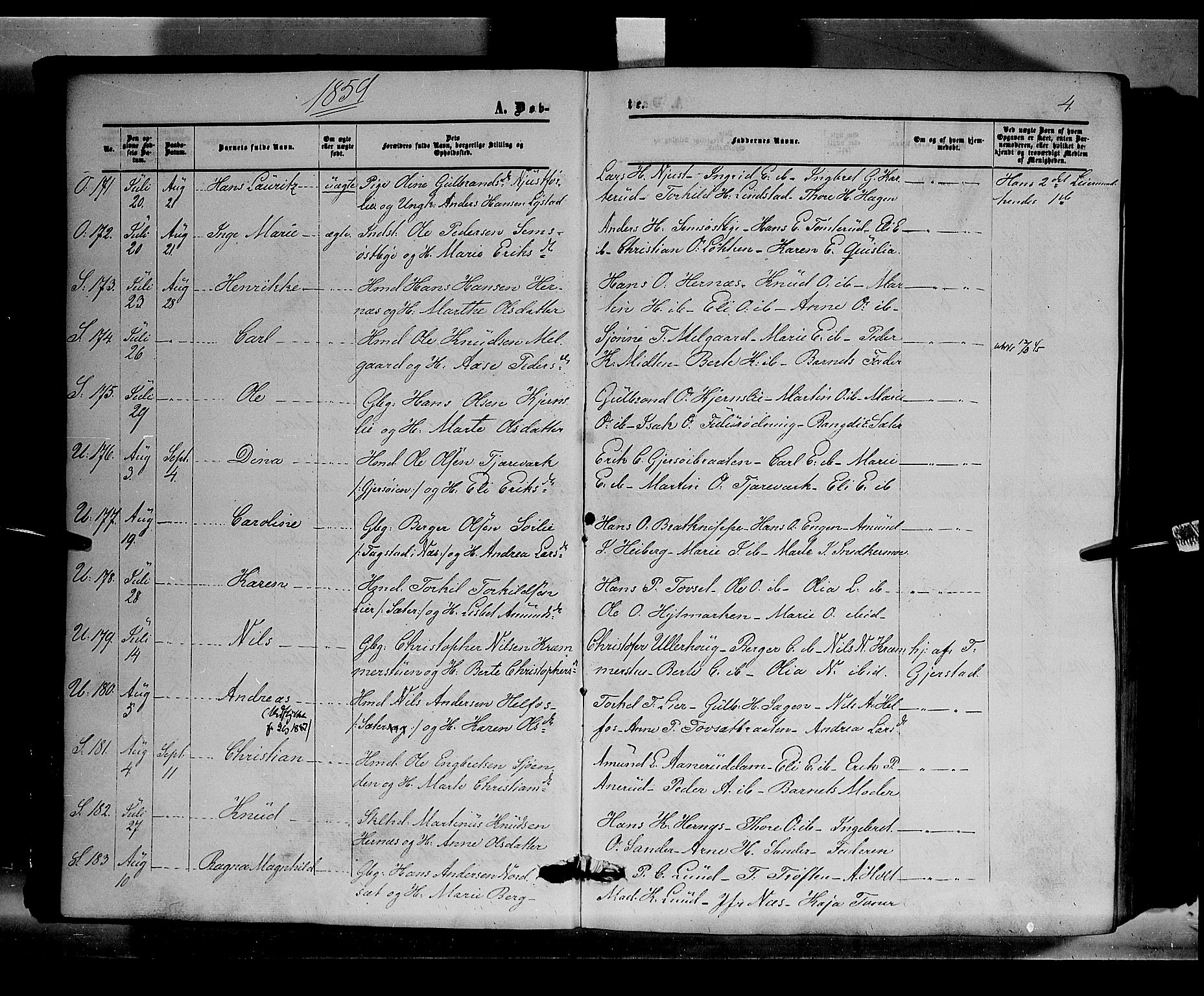 Sør-Odal prestekontor, AV/SAH-PREST-030/H/Ha/Haa/L0002: Parish register (official) no. 2, 1859-1863, p. 4