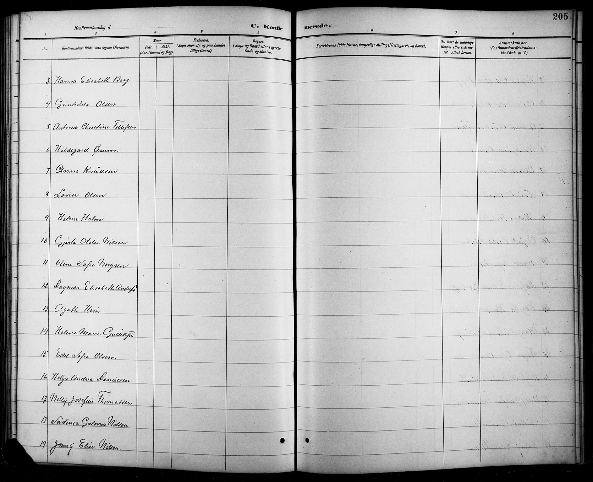 Arendal sokneprestkontor, Trefoldighet, AV/SAK-1111-0040/F/Fb/L0006: Parish register (copy) no. B 6, 1889-1916, p. 205