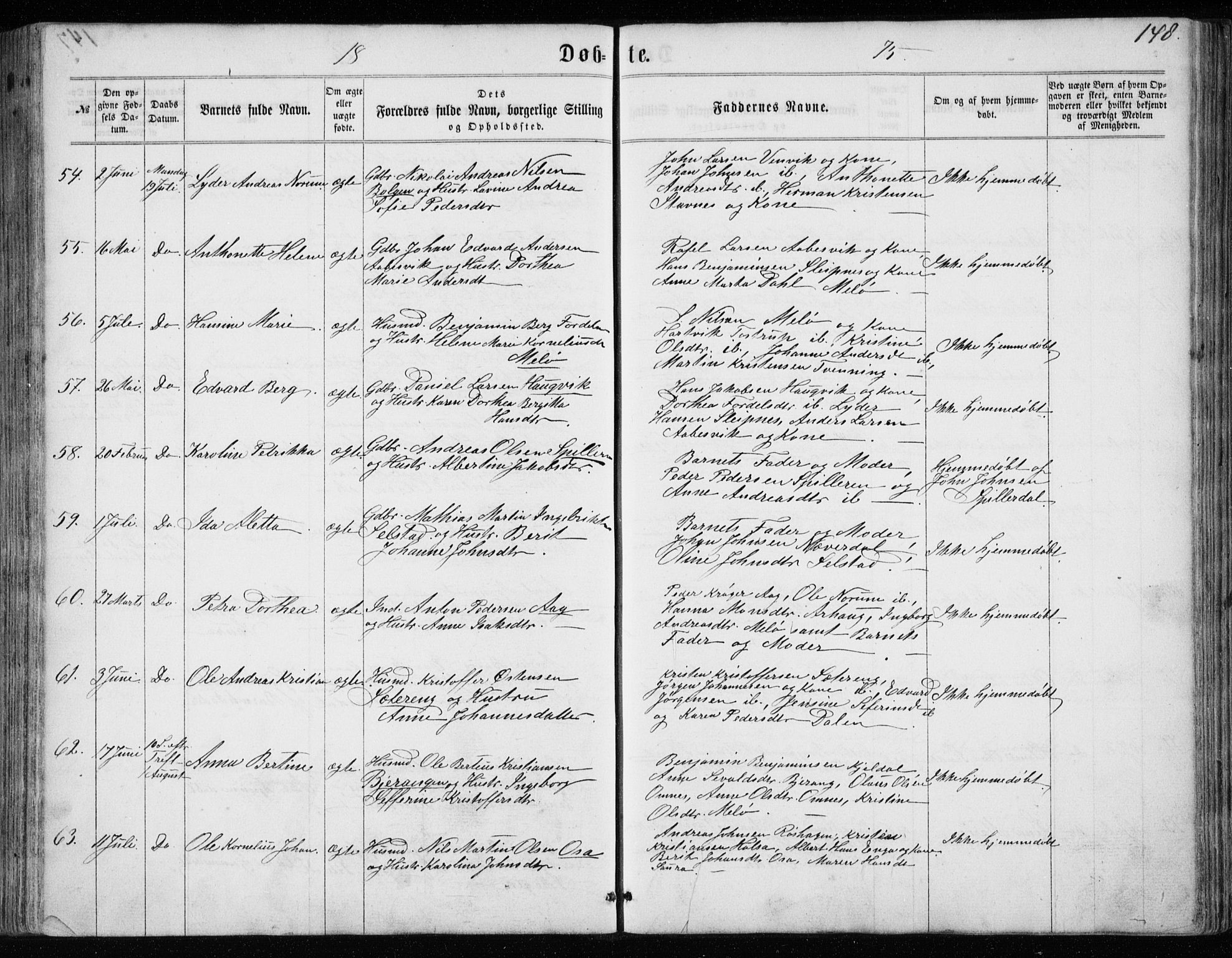 Ministerialprotokoller, klokkerbøker og fødselsregistre - Nordland, SAT/A-1459/843/L0634: Parish register (copy) no. 843C03, 1860-1884, p. 148
