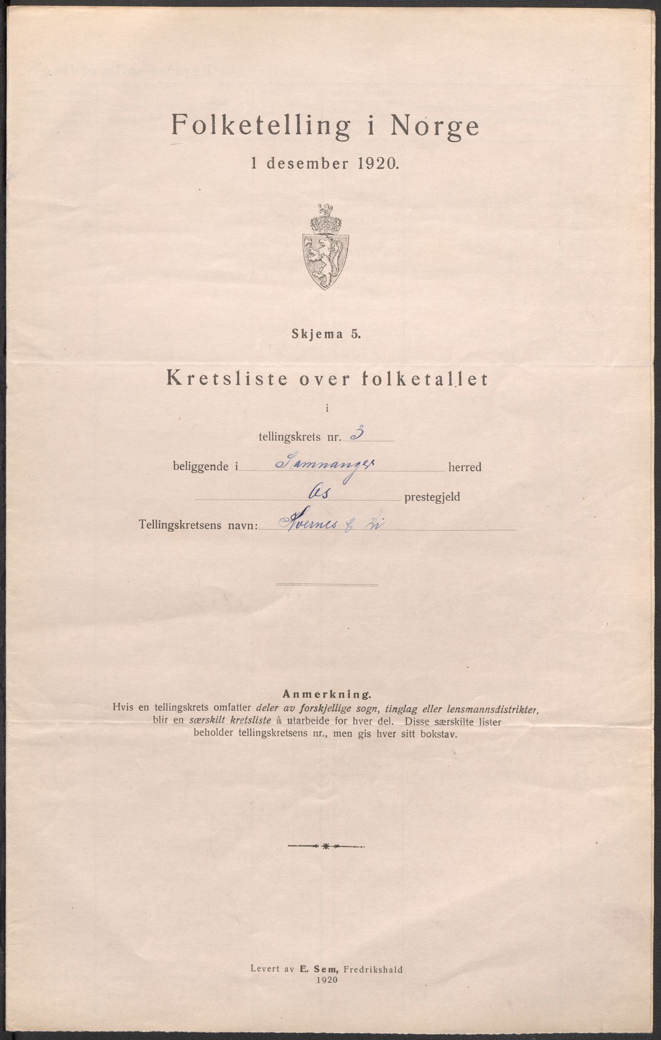 SAB, 1920 census for Samnanger, 1920, p. 11