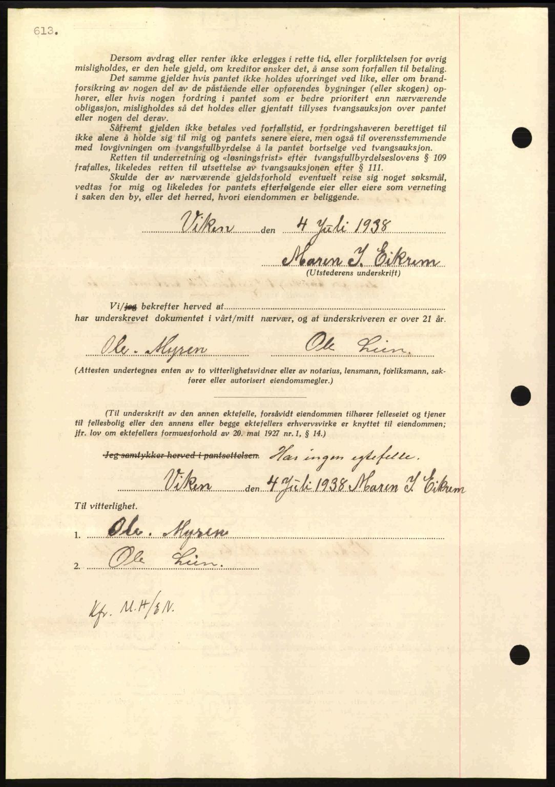 Nordmøre sorenskriveri, AV/SAT-A-4132/1/2/2Ca: Mortgage book no. B83, 1938-1938, Diary no: : 1621/1938