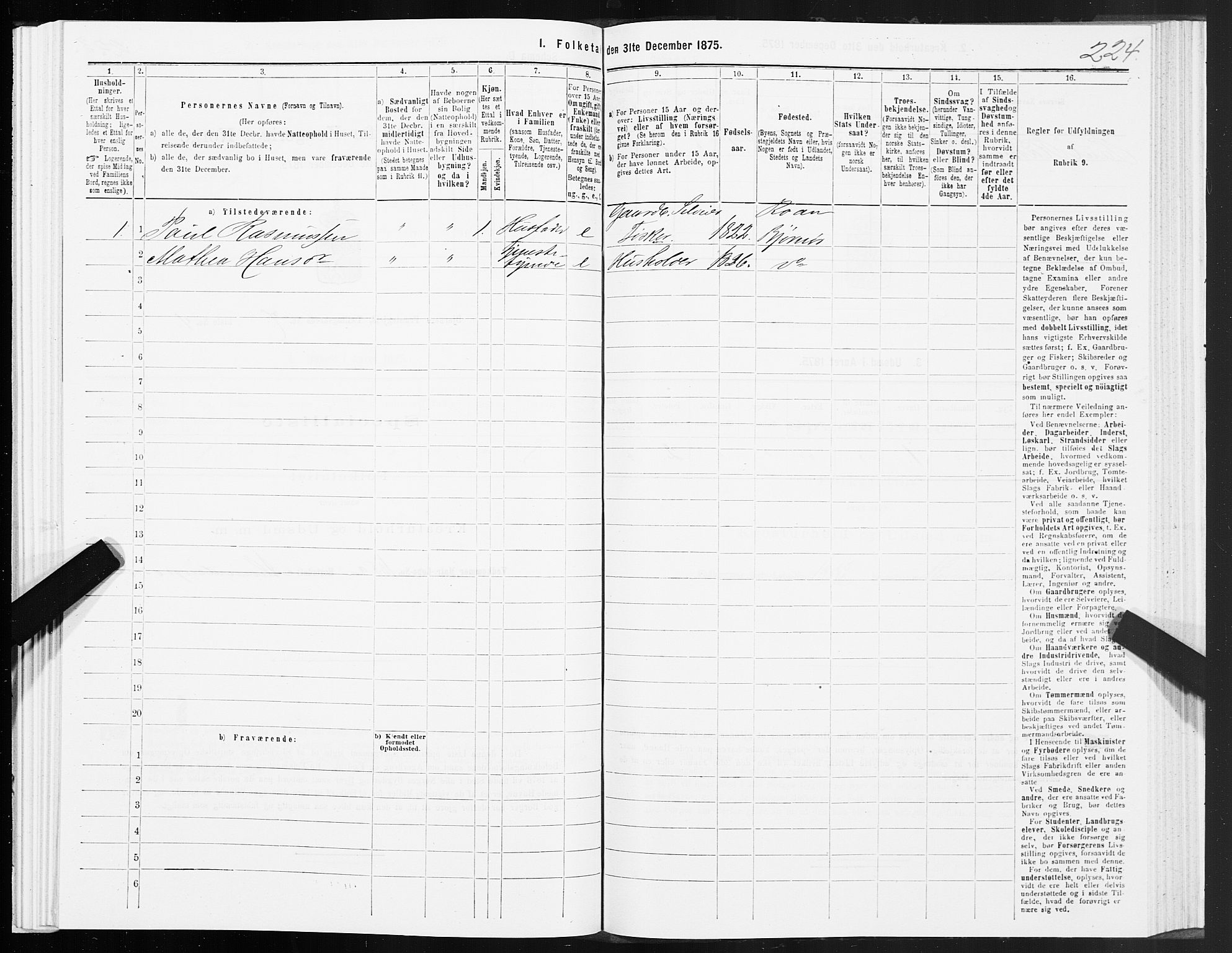 SAT, 1875 census for 1632P Bjørnør, 1875, p. 3224