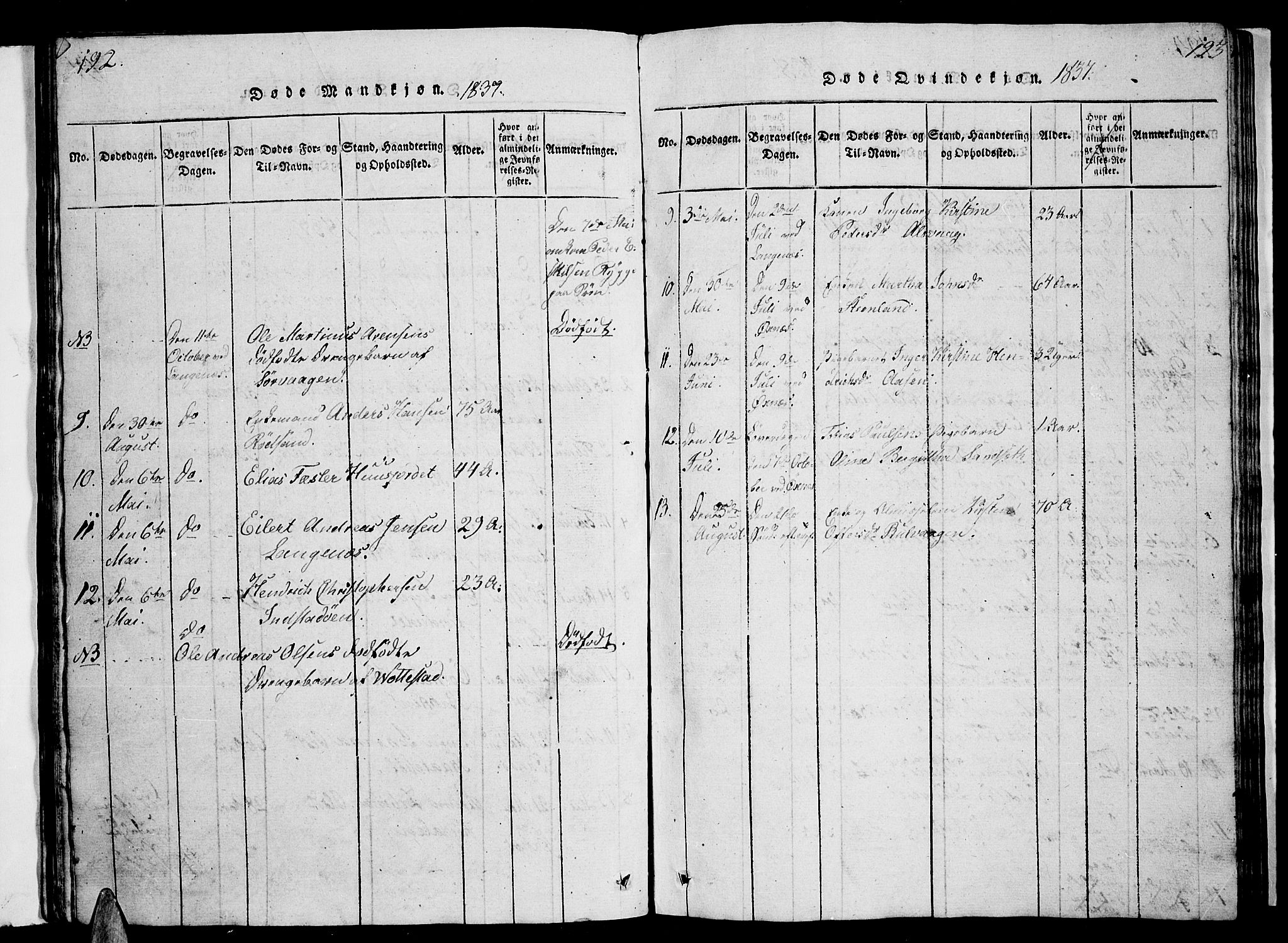 Ministerialprotokoller, klokkerbøker og fødselsregistre - Nordland, AV/SAT-A-1459/893/L1346: Parish register (copy) no. 893C01, 1820-1858, p. 192-193