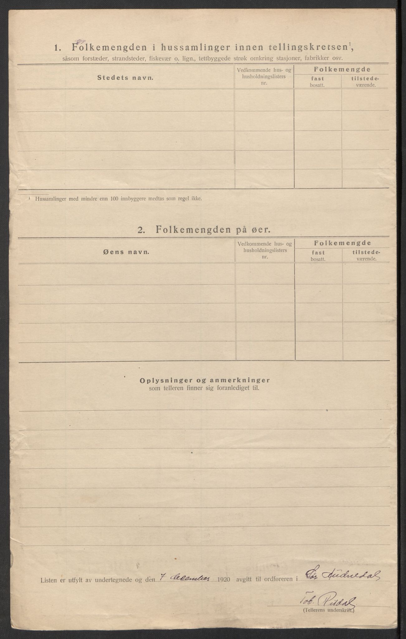 SAK, 1920 census for Sør-Audnedal, 1920, p. 84