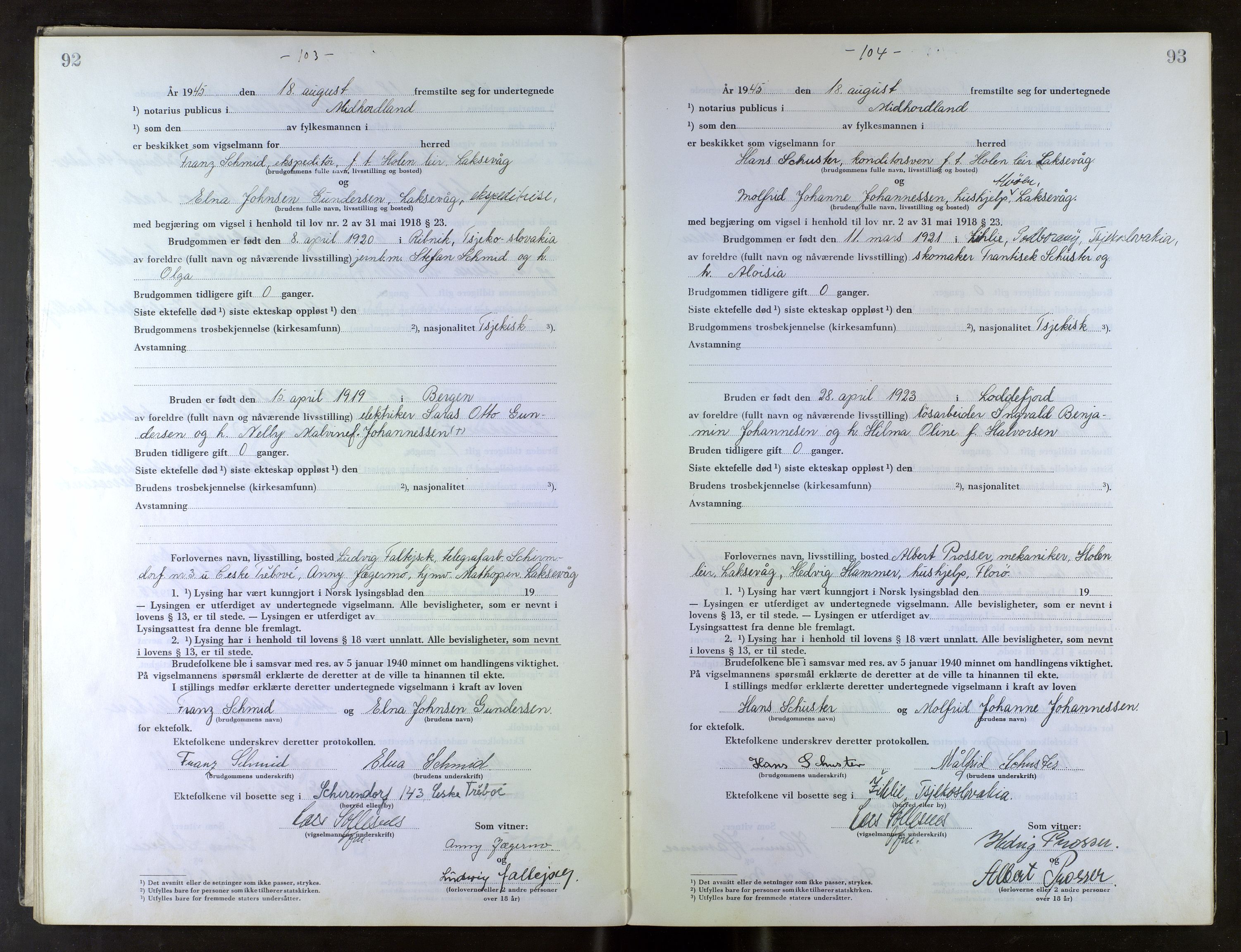 Midhordland sorenskriveri, AV/SAB-A-3001/1/M/Mc/Mca/L0007: Notarialbilag. Vigselbøker, 1945-1948, p. 92-93