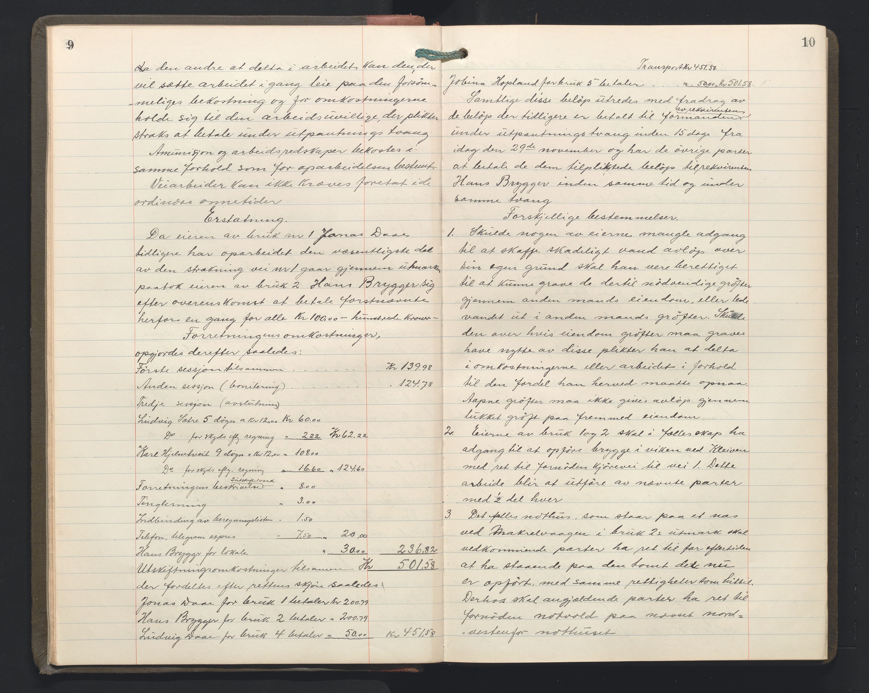 Hordaland jordskiftedøme - II Ytre Nordhordland jordskiftedistrikt, AV/SAB-A-6901/A/Aa/L0034: Forhandlingsprotokoll, 1923-1925, p. 9-10