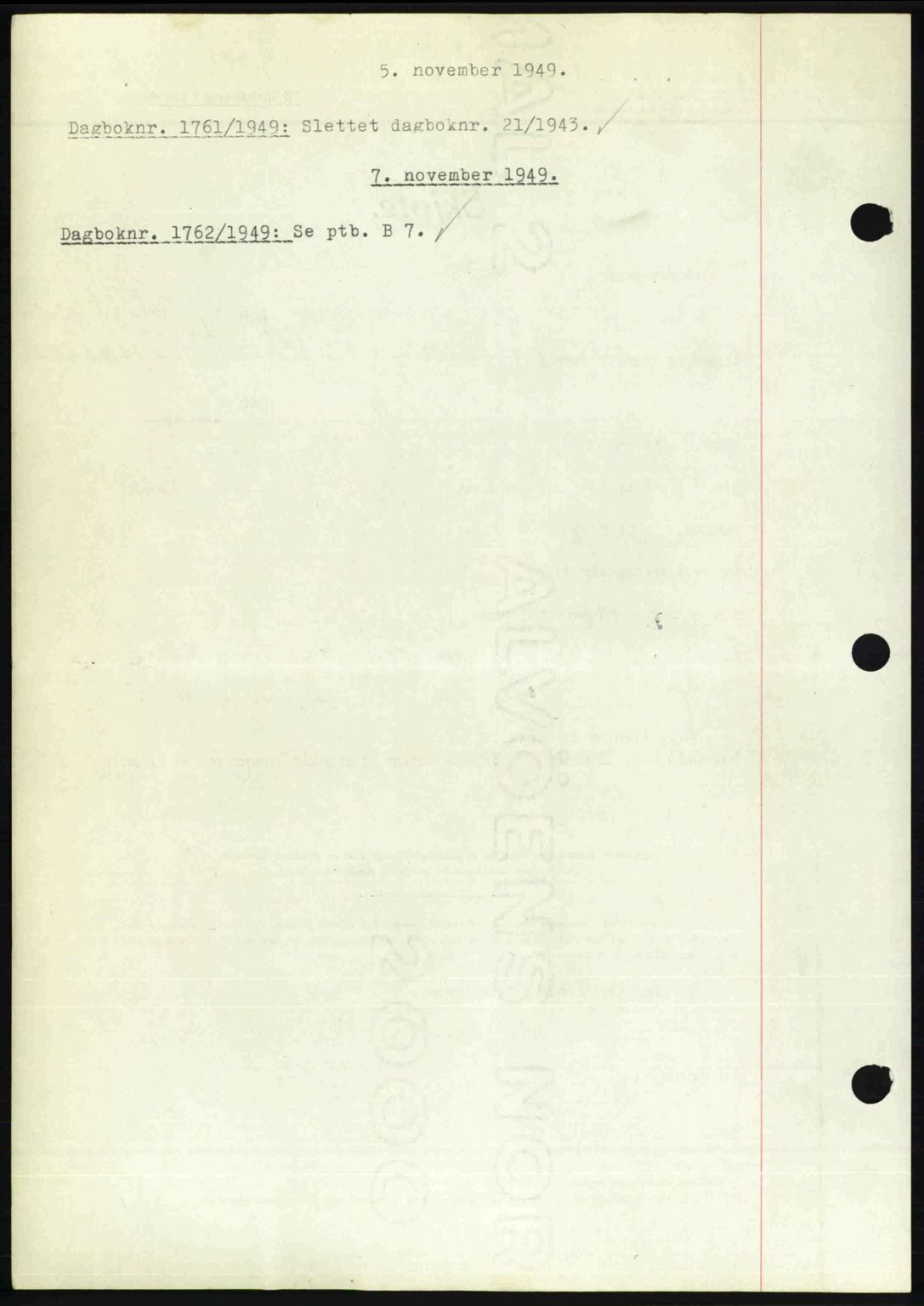 Nedenes sorenskriveri, SAK/1221-0006/G/Gb/Gba/L0061: Mortgage book no. A13, 1949-1949, Diary no: : 1761/1949
