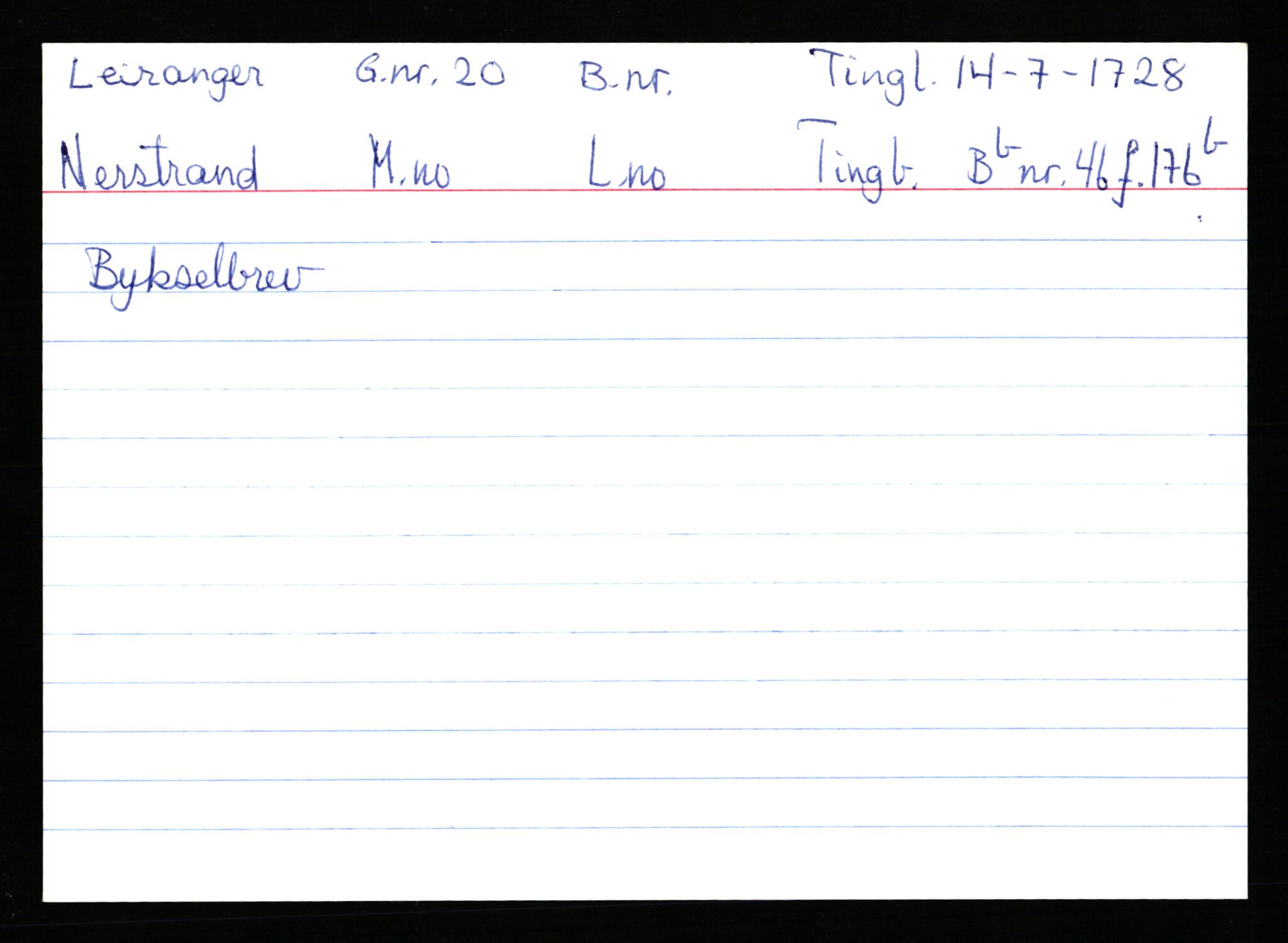 Statsarkivet i Stavanger, AV/SAST-A-101971/03/Y/Ym/L0035: Åstedskort sortert etter gårdsnavn: Leiranger - Lindanger, 1600-1950, p. 34