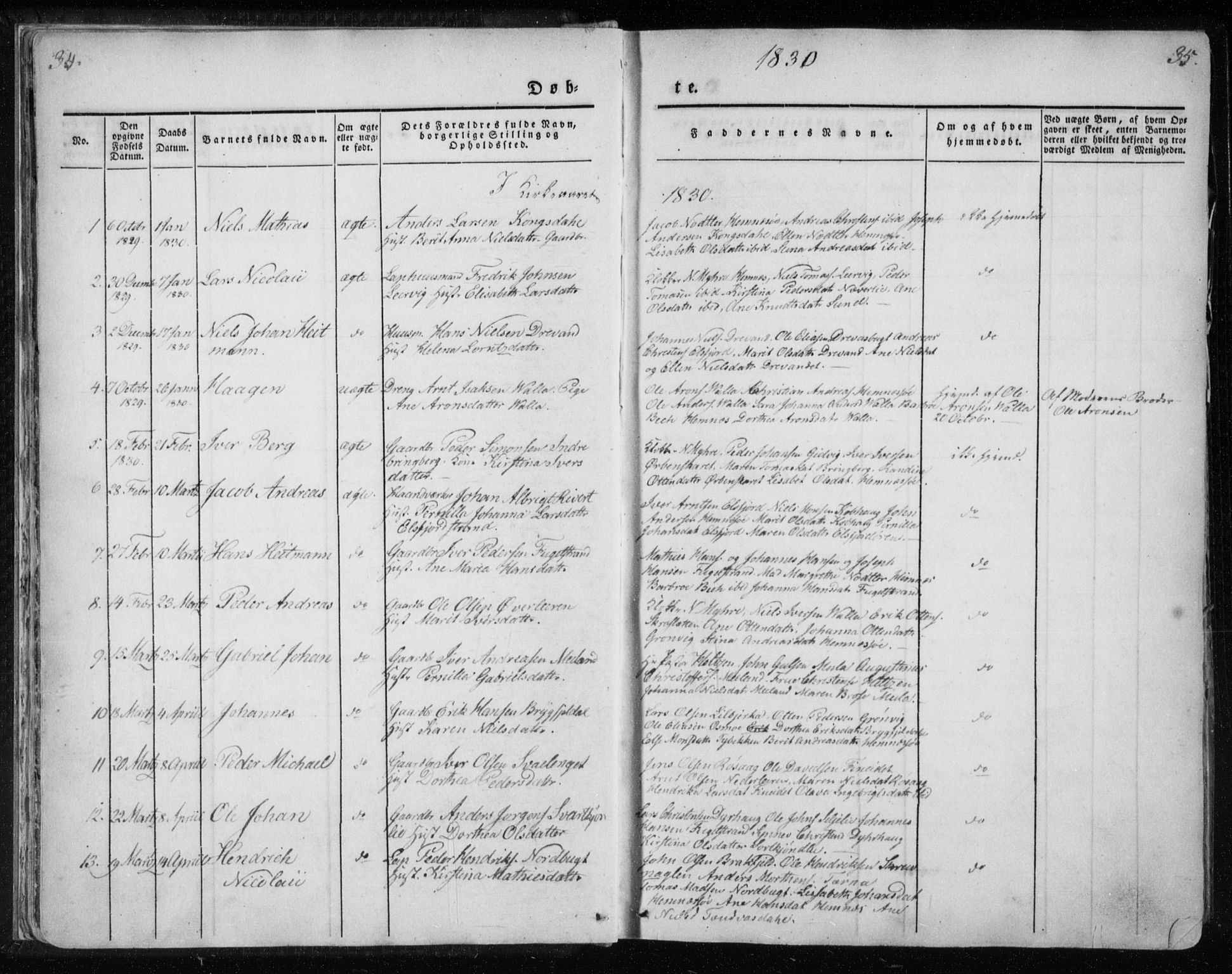 Ministerialprotokoller, klokkerbøker og fødselsregistre - Nordland, AV/SAT-A-1459/825/L0354: Parish register (official) no. 825A08, 1826-1841, p. 34-35