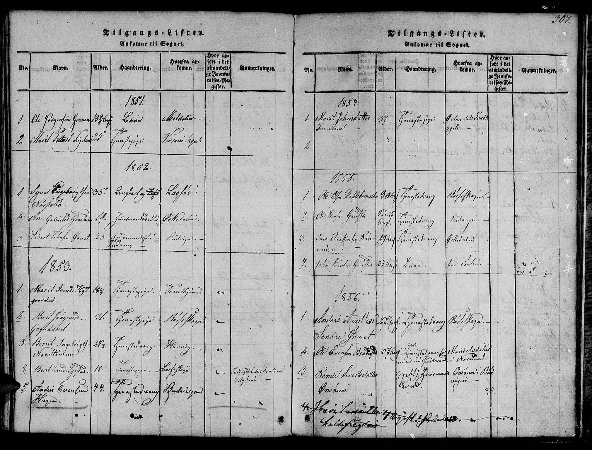 Ministerialprotokoller, klokkerbøker og fødselsregistre - Sør-Trøndelag, SAT/A-1456/694/L1130: Parish register (copy) no. 694C02, 1816-1857, p. 307