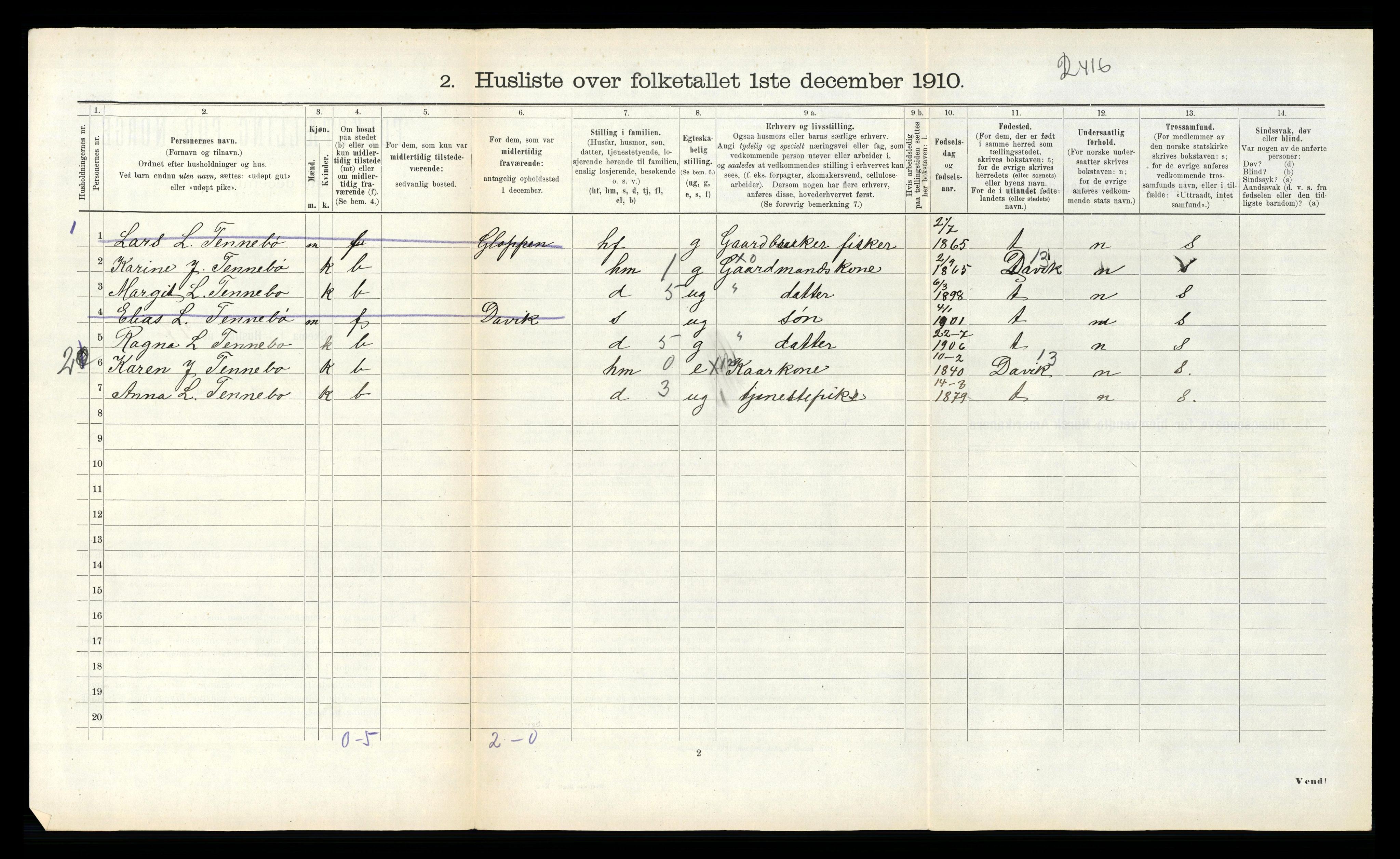 RA, 1910 census for Sør-Vågsøy, 1910, p. 113