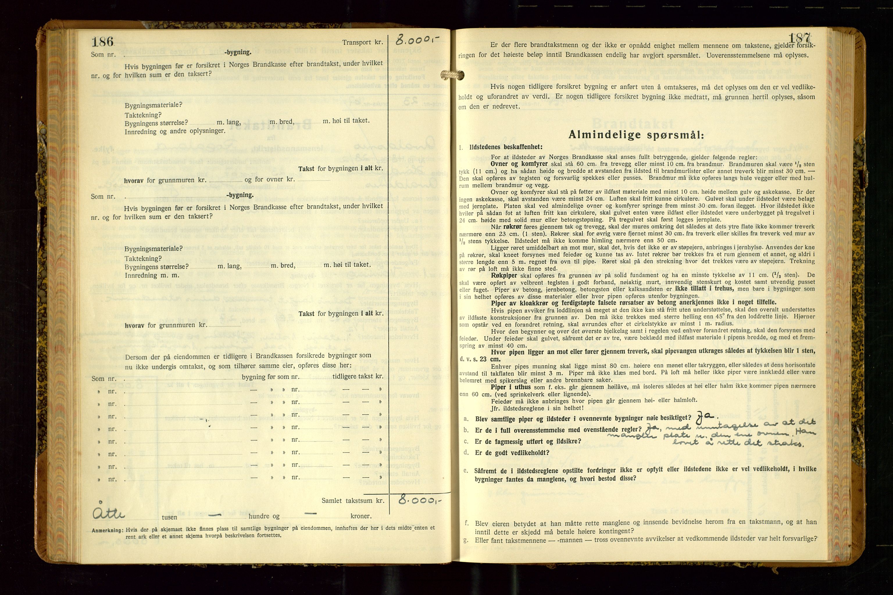 Avaldsnes lensmannskontor, AV/SAST-A-100286/Gob/L0002: "Branntakstprotokoll for Avaldsnes lensmannsdistrikt Rogaland fylke", 1940-1950, p. 186-187