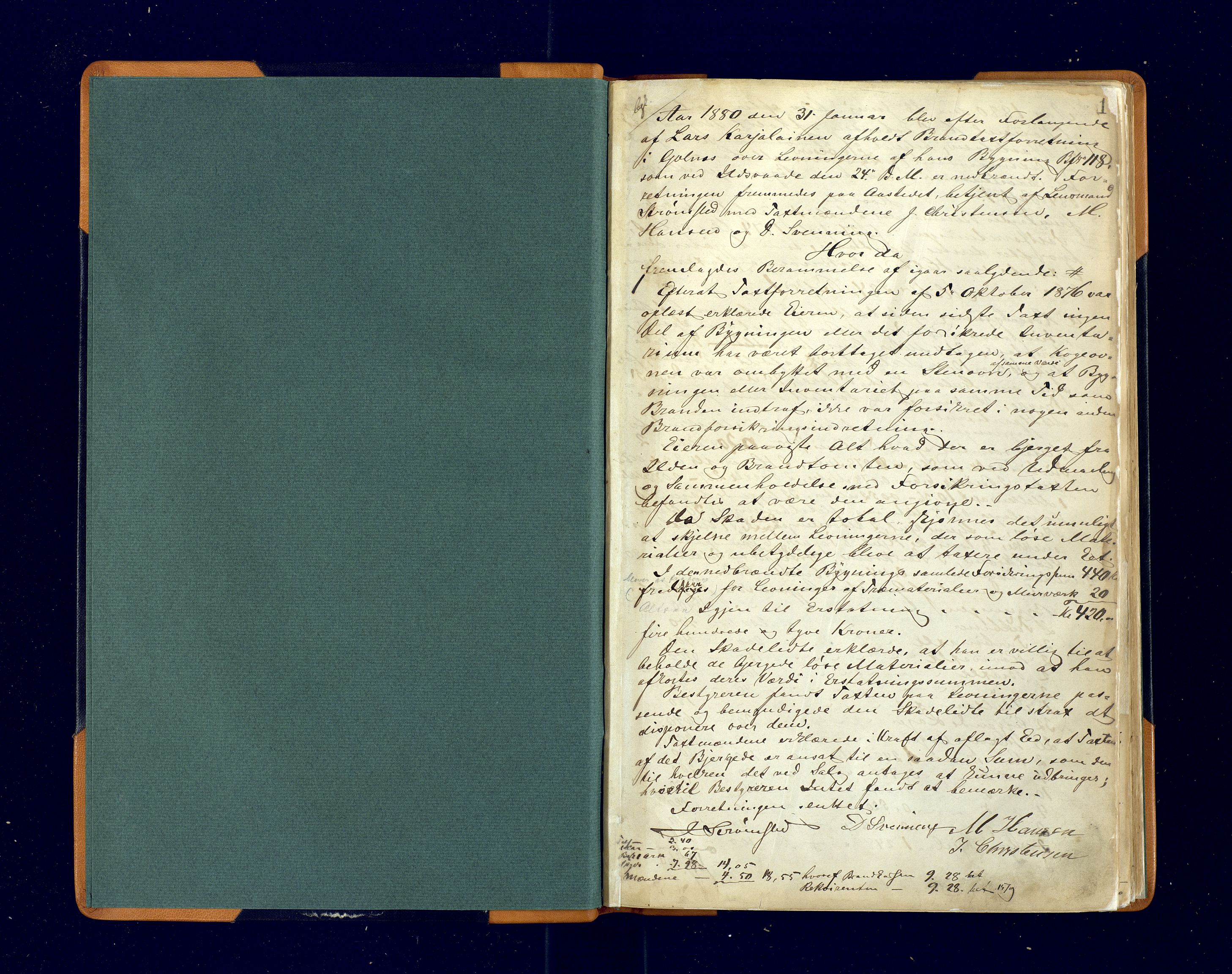 Nord-Varanger (Vadsø) lensmannskontor, AV/SATØ-S-1166/1/Fp/Fpb/L0197: Branntakstprotokoller, 1880-1949, p. 1a