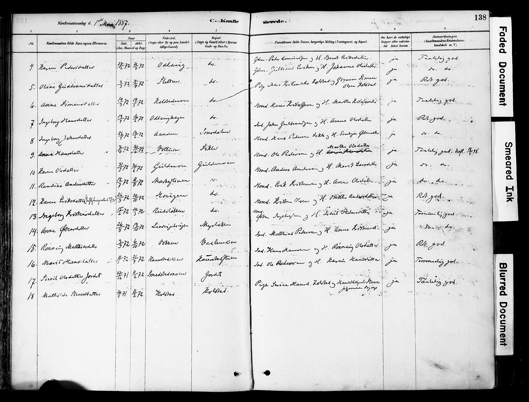 Ringebu prestekontor, AV/SAH-PREST-082/H/Ha/Haa/L0008: Parish register (official) no. 8, 1878-1898, p. 138