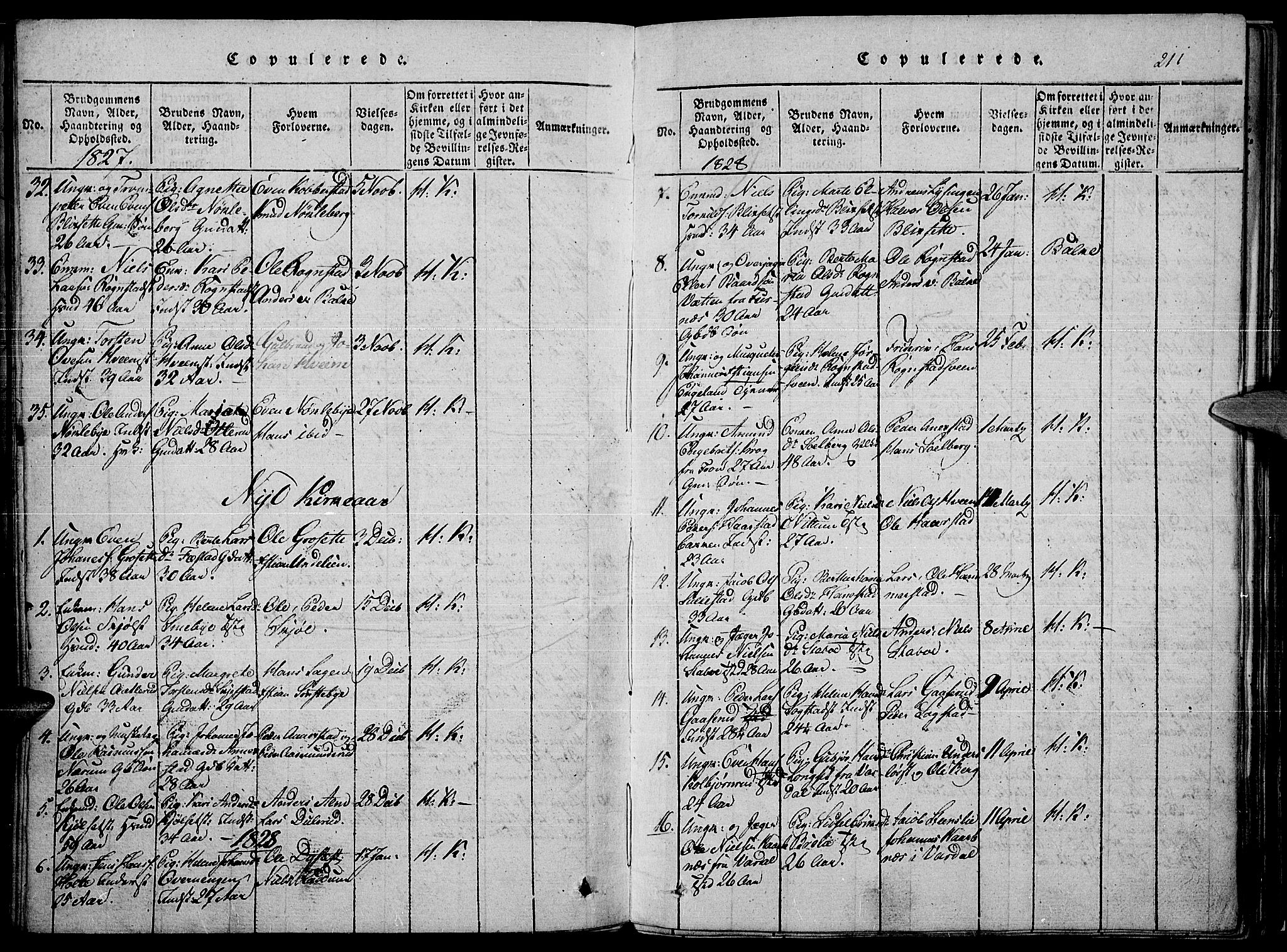 Toten prestekontor, SAH/PREST-102/H/Ha/Haa/L0010: Parish register (official) no. 10, 1820-1828, p. 211
