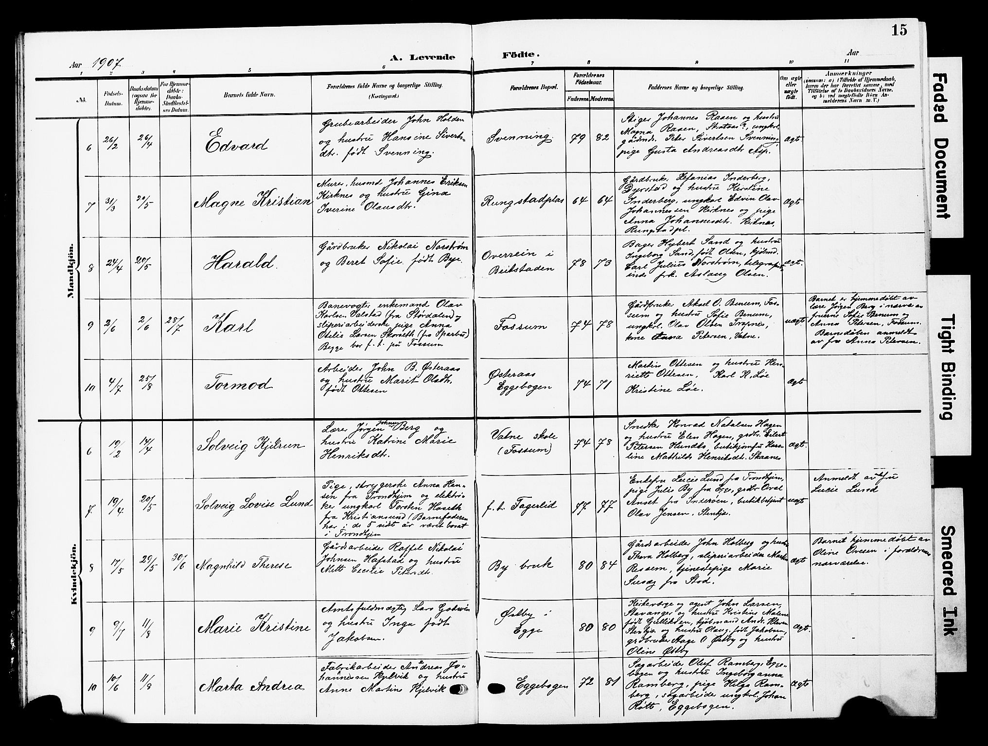 Ministerialprotokoller, klokkerbøker og fødselsregistre - Nord-Trøndelag, SAT/A-1458/740/L0381: Parish register (copy) no. 740C02, 1903-1914, p. 15