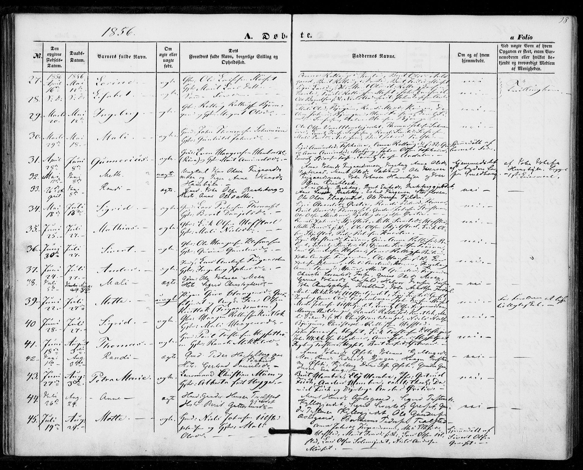 Ministerialprotokoller, klokkerbøker og fødselsregistre - Nord-Trøndelag, AV/SAT-A-1458/703/L0028: Parish register (official) no. 703A01, 1850-1862, p. 38