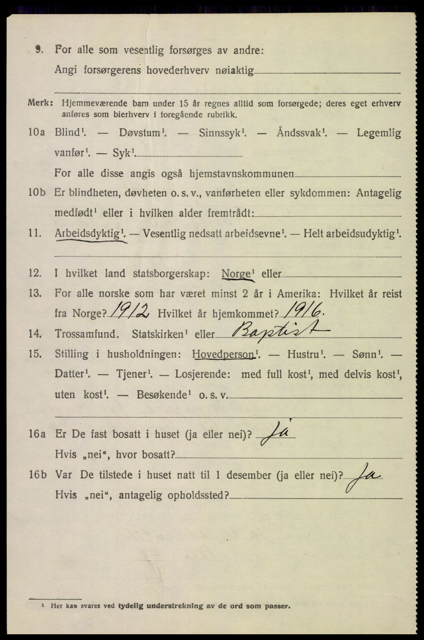 SAK, 1920 census for Tonstad, 1920, p. 1287