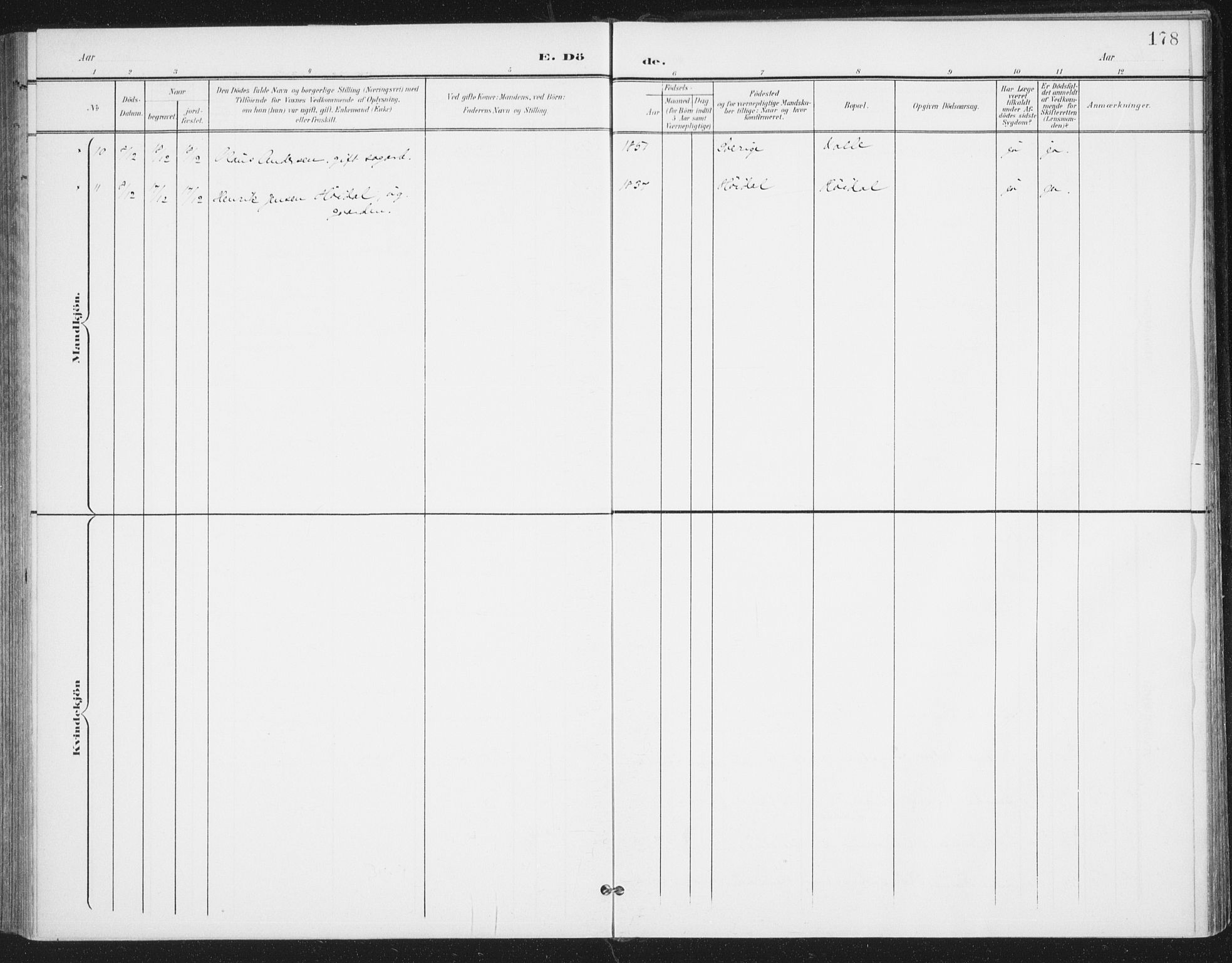 Rolvsøy prestekontor Kirkebøker, AV/SAO-A-2004/F/Fa/L0001: Parish register (official) no. 1, 1901-1909, p. 178