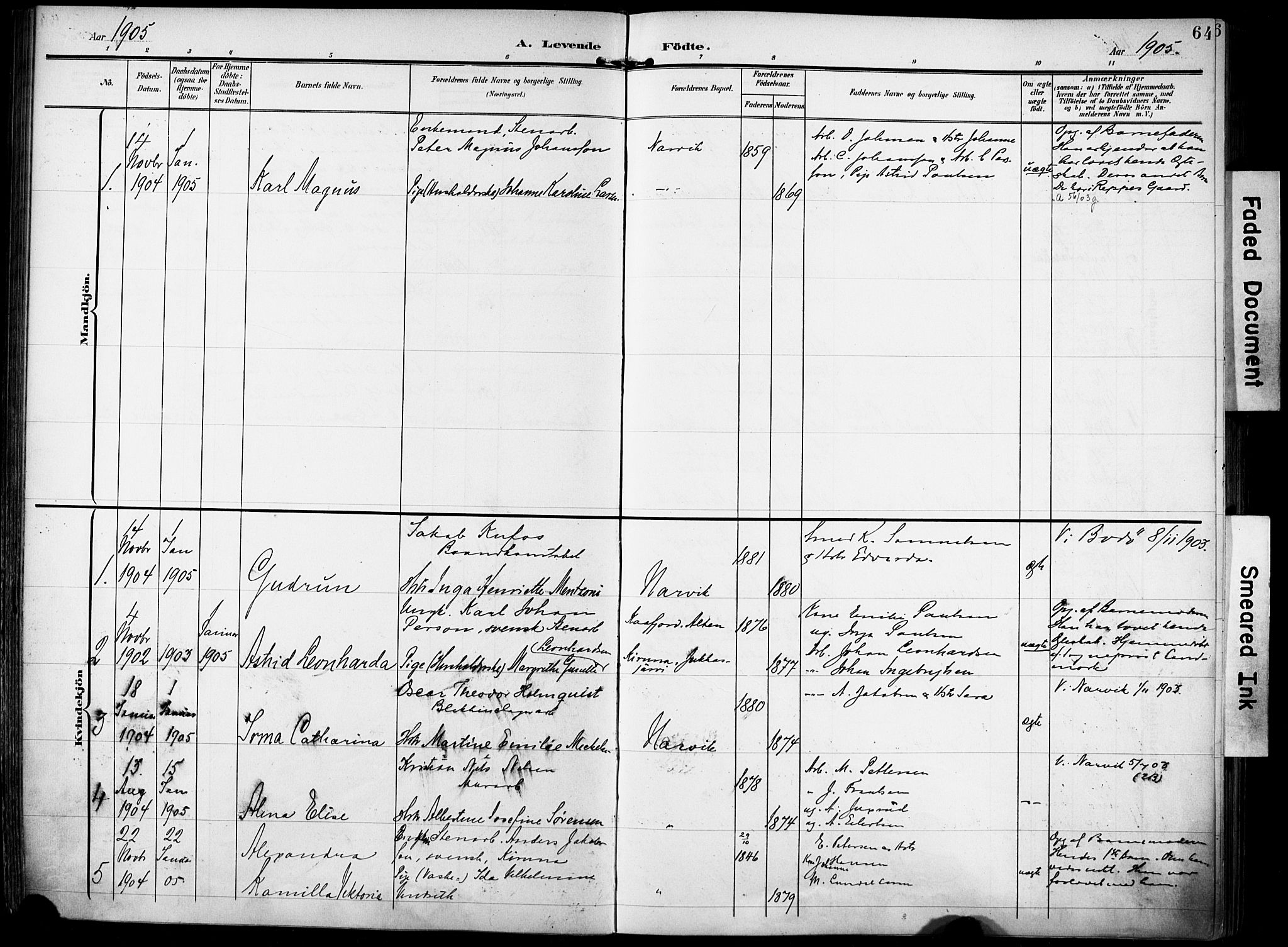 Ministerialprotokoller, klokkerbøker og fødselsregistre - Nordland, AV/SAT-A-1459/871/L0994: Parish register (official) no. 871A10, 1902-1910, p. 64