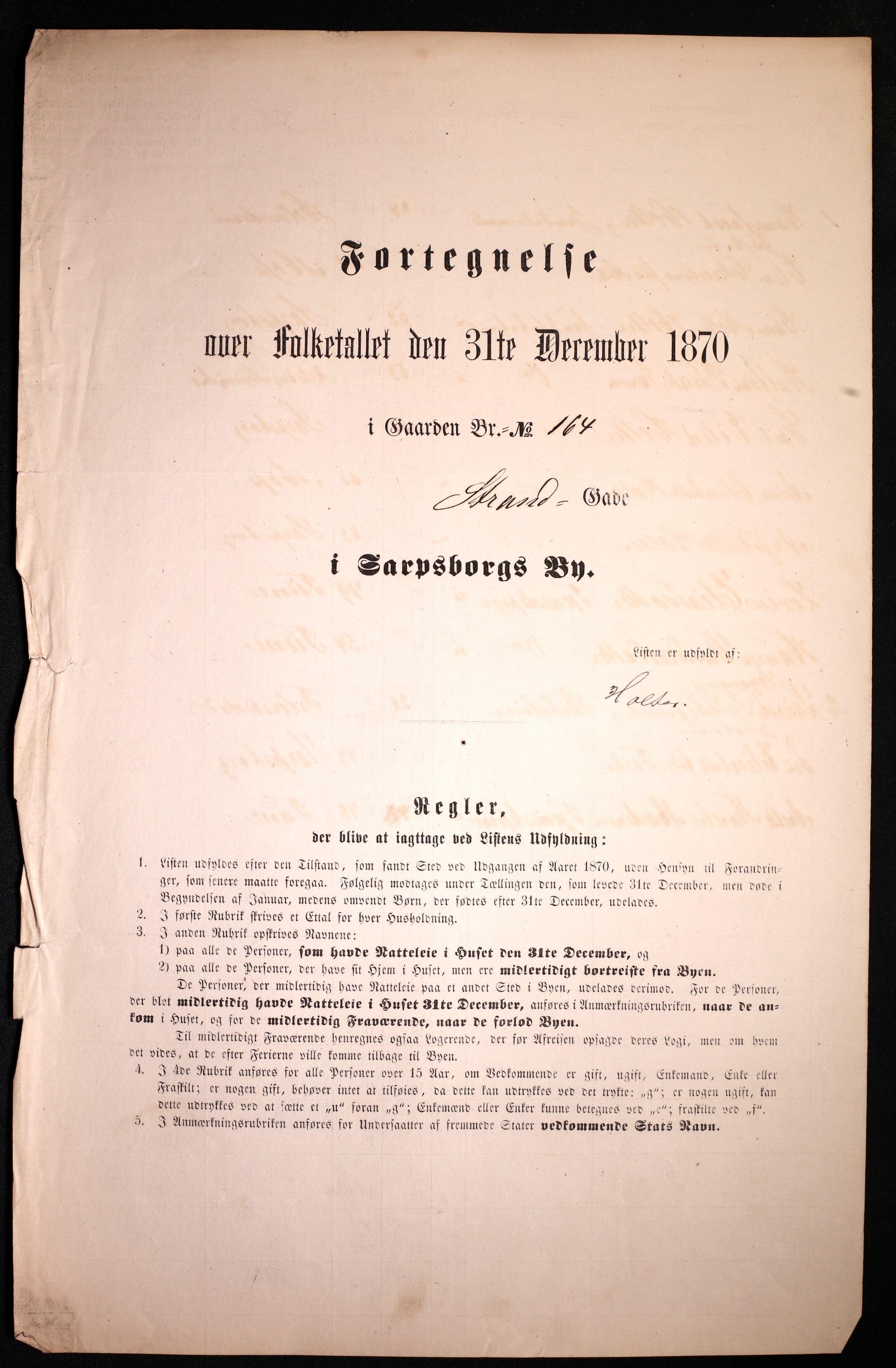 RA, 1870 census for 0102 Sarpsborg, 1870, p. 565