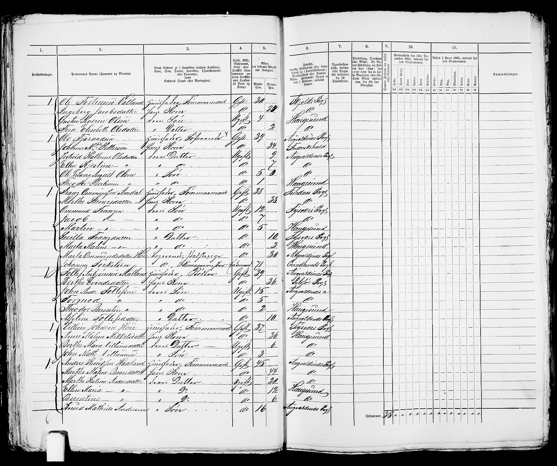 RA, 1865 census for Torvastad/Haugesund, 1865, p. 46