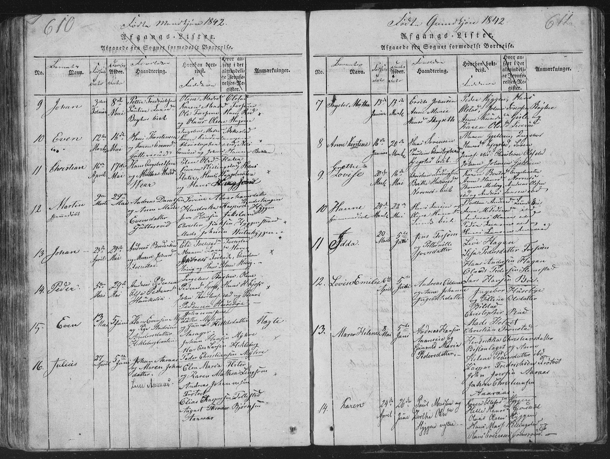 Røyken kirkebøker, AV/SAKO-A-241/G/Ga/L0003: Parish register (copy) no. 3, 1814-1856, p. 610-611