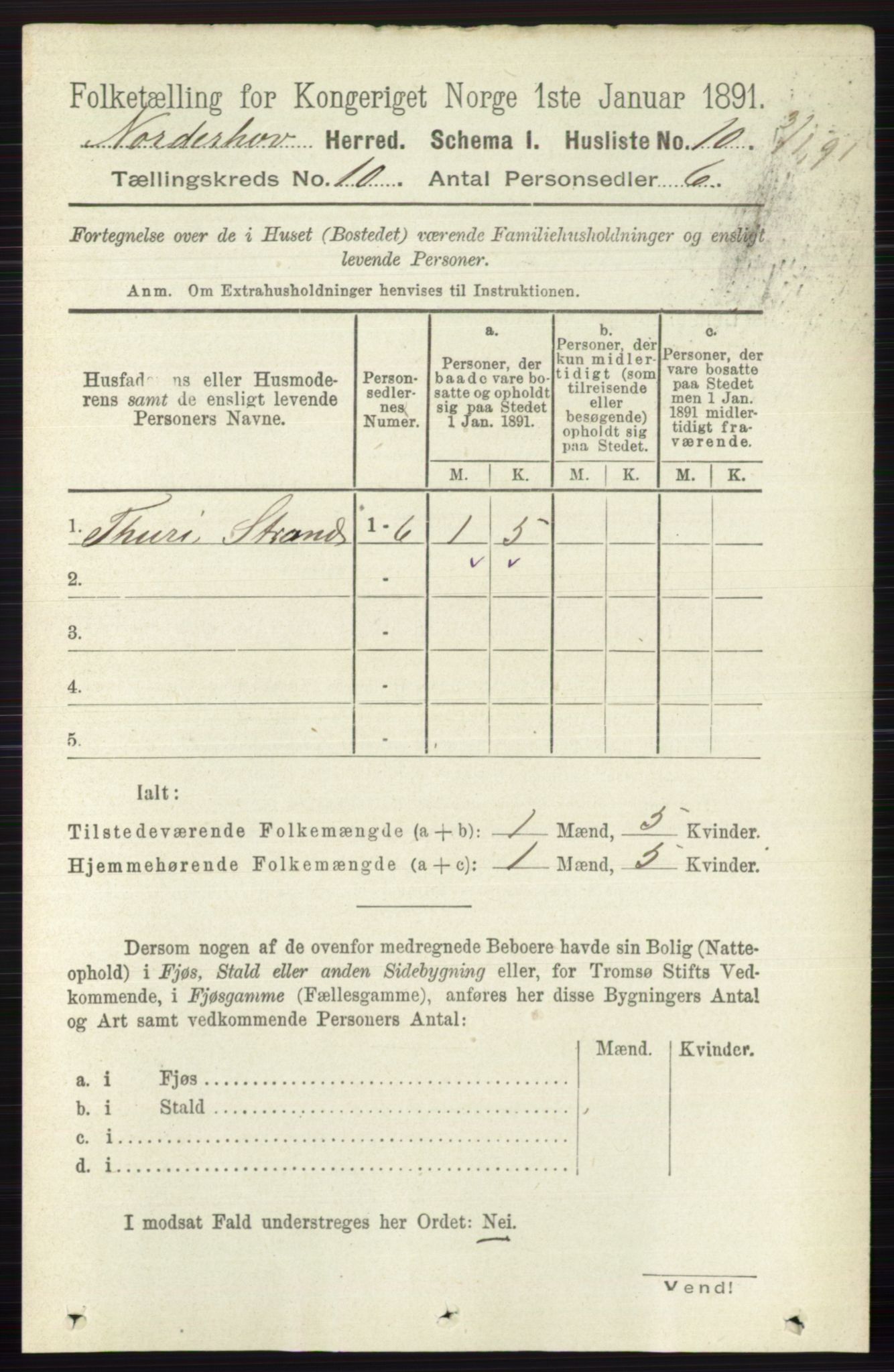 RA, 1891 census for 0613 Norderhov, 1891, p. 7433