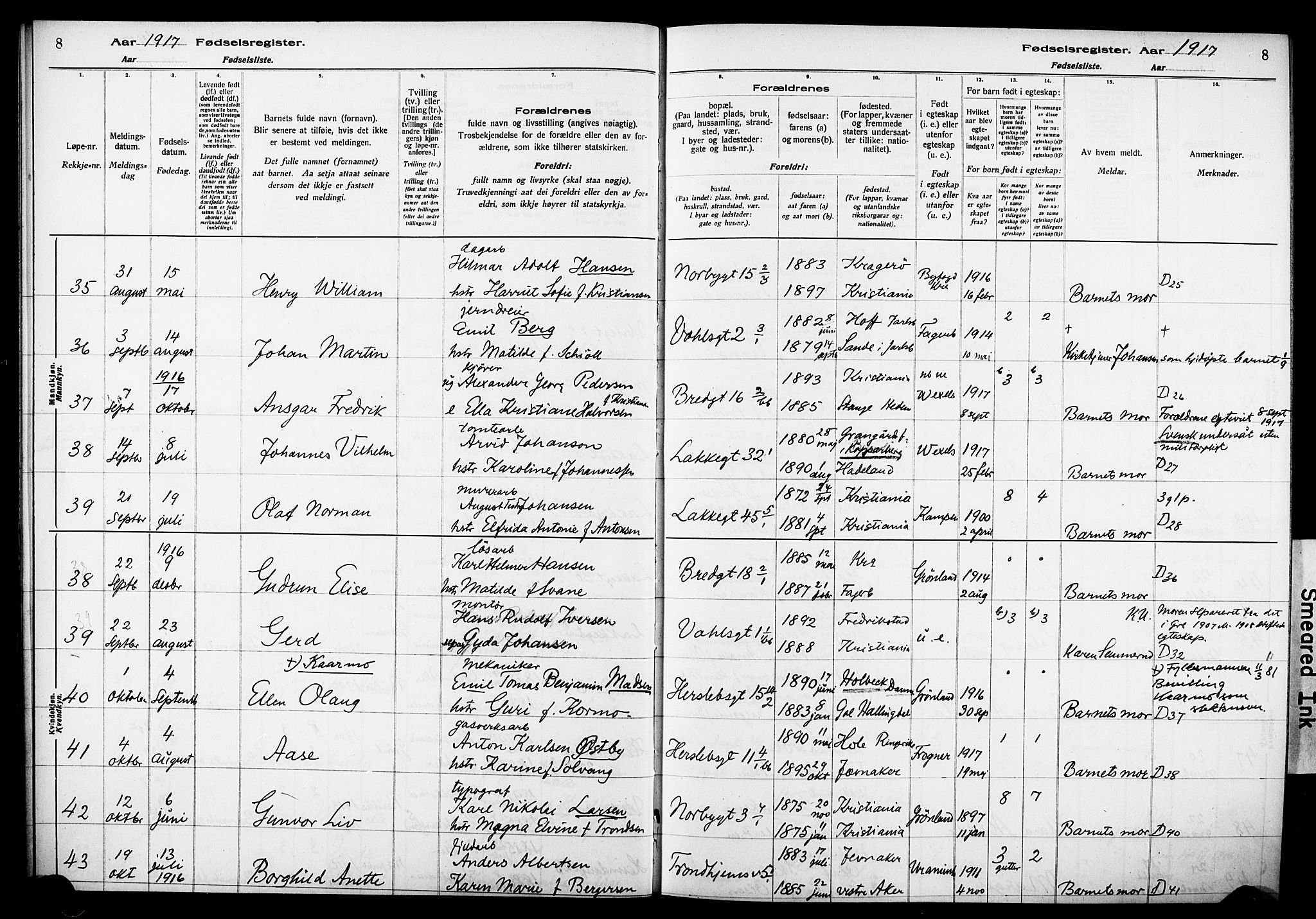 Wexel prestekontor Kirkebøker, AV/SAO-A-10879/J/L0001: Birth register no. 1, 1916-1930, p. 8