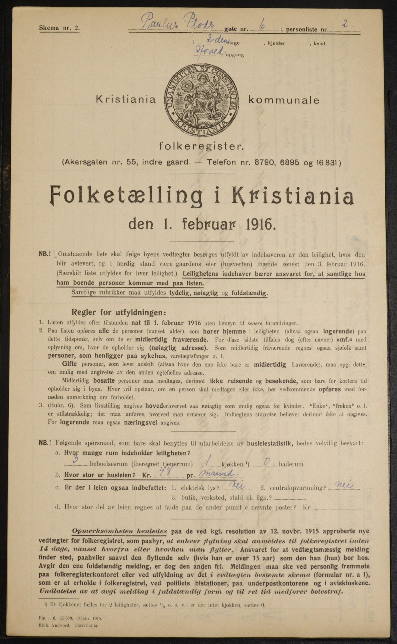 OBA, Municipal Census 1916 for Kristiania, 1916, p. 80672