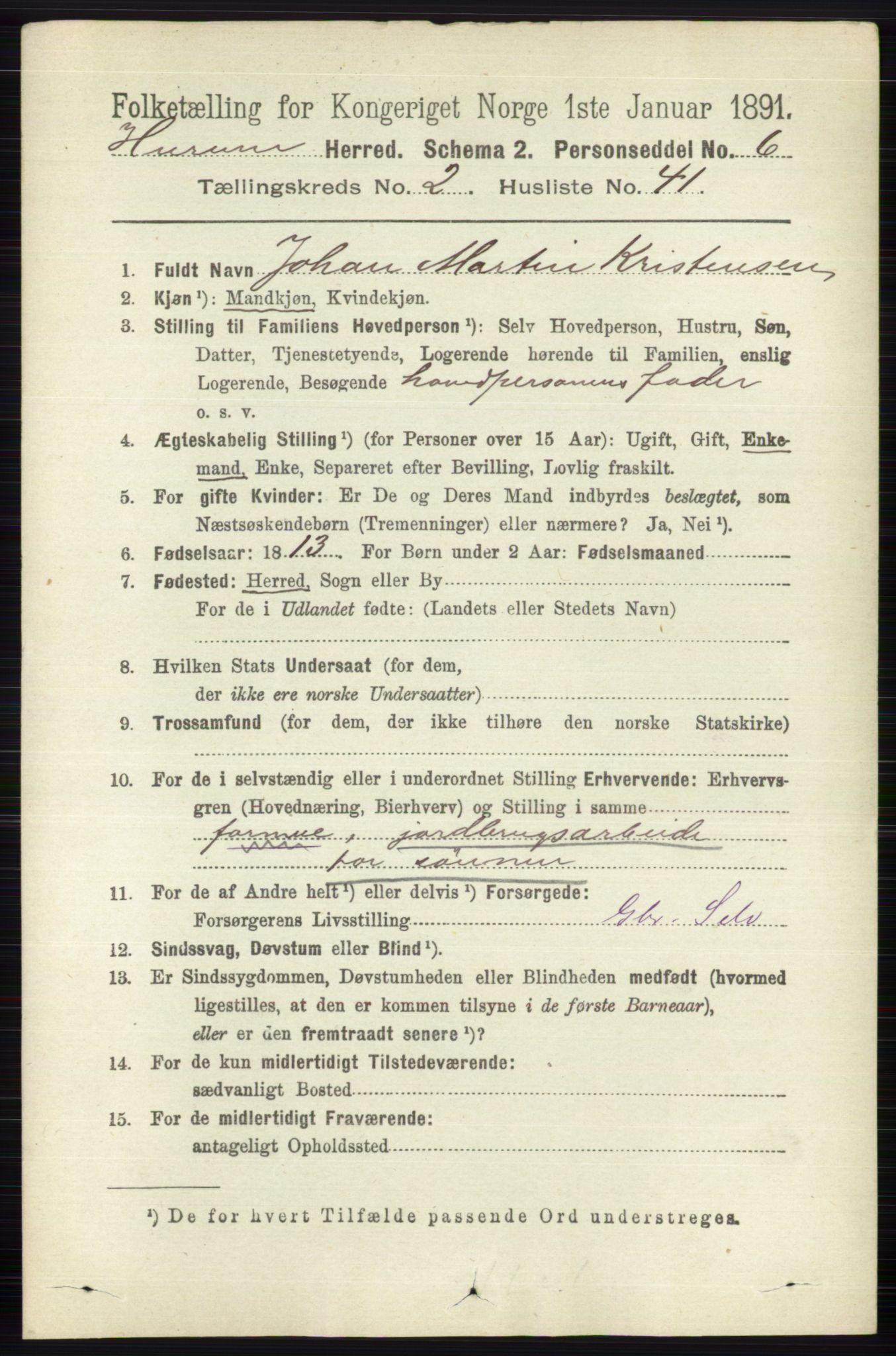 RA, 1891 census for 0628 Hurum, 1891, p. 726