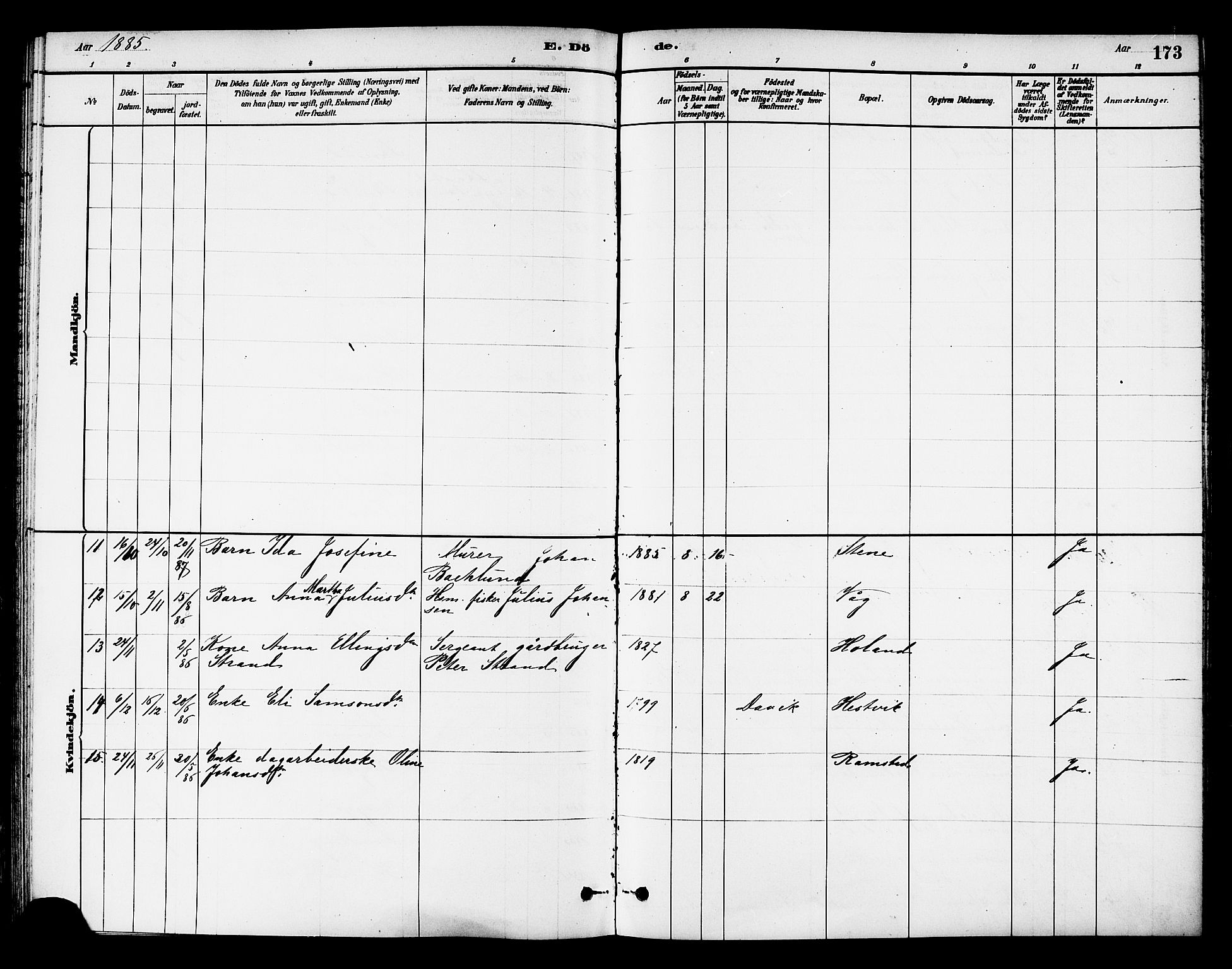 Ministerialprotokoller, klokkerbøker og fødselsregistre - Nord-Trøndelag, SAT/A-1458/784/L0672: Parish register (official) no. 784A07, 1880-1887, p. 173