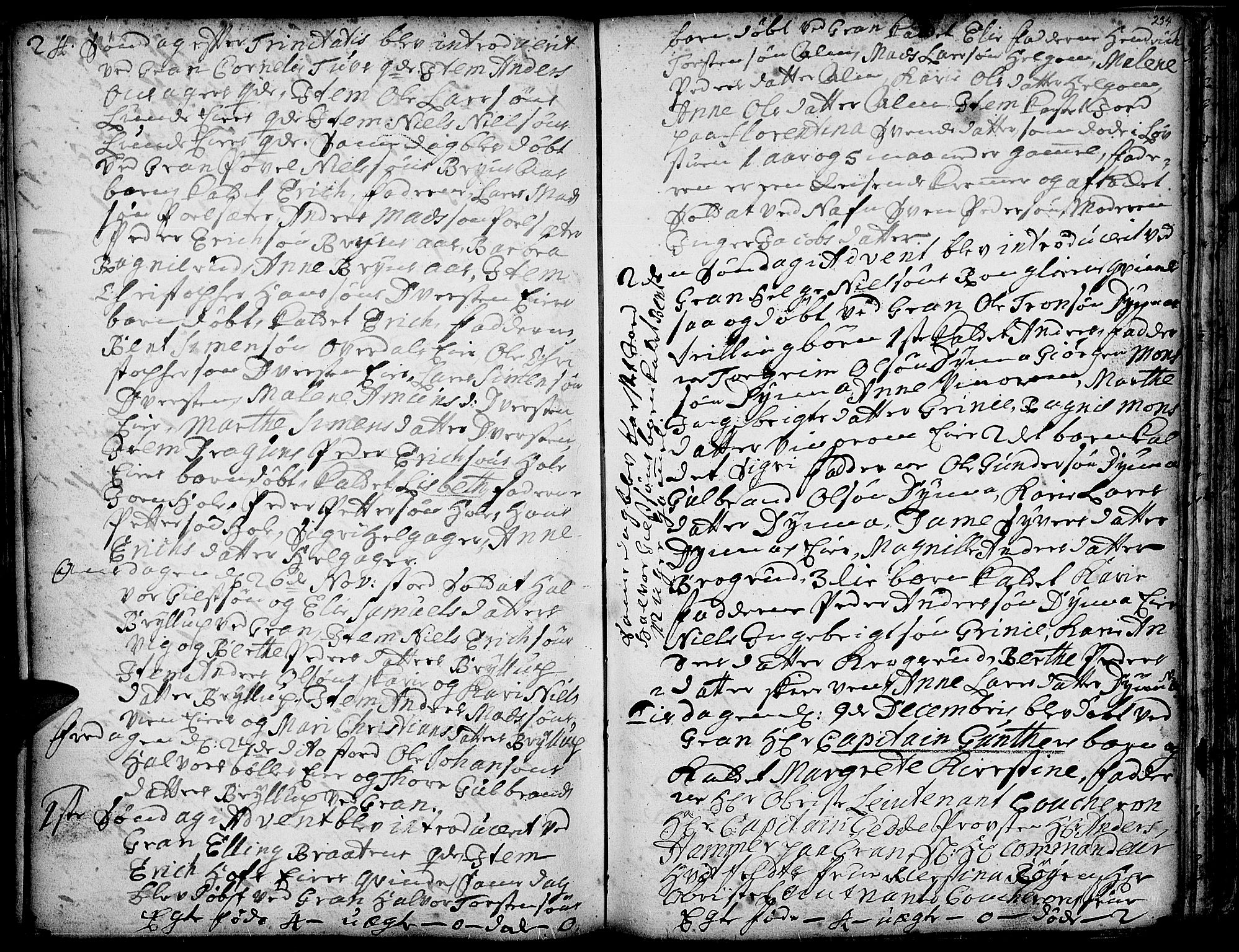 Gran prestekontor, SAH/PREST-112/H/Ha/Haa/L0001: Parish register (official) no. 1, 1707-1731, p. 234