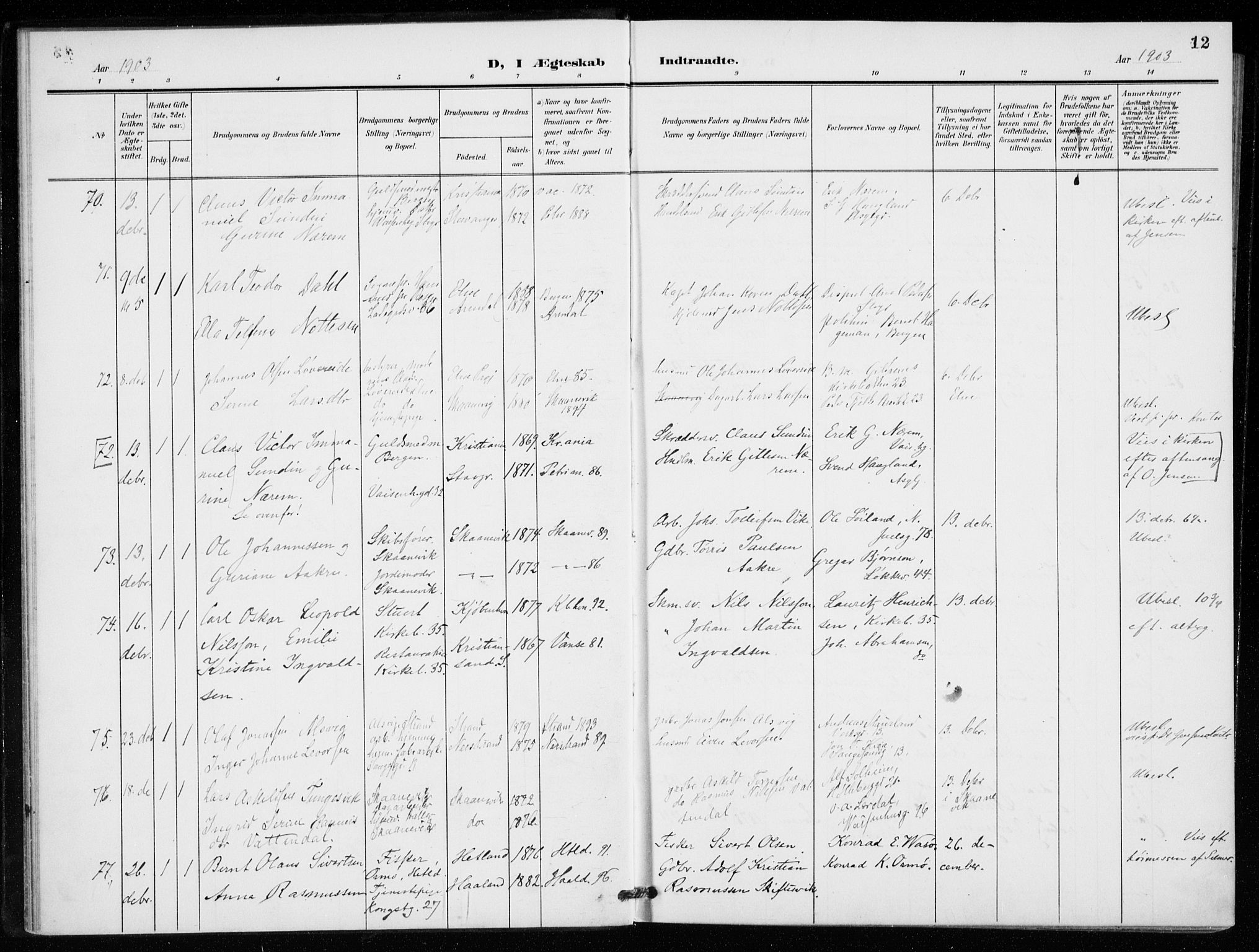 St. Petri sokneprestkontor, AV/SAST-A-101813/001/30/30BB/L0009: Parish register (copy) no. B 9, 1902-1935, p. 12