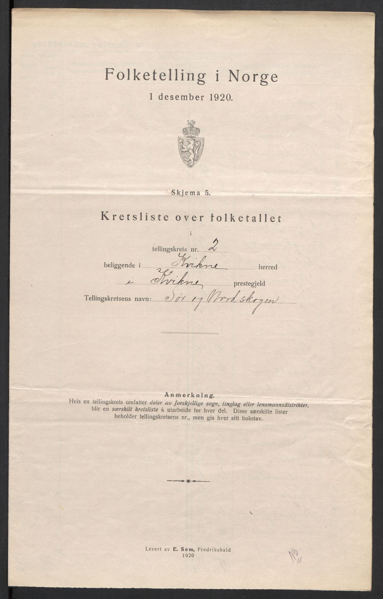 SAH, 1920 census for Kvikne, 1920, p. 9