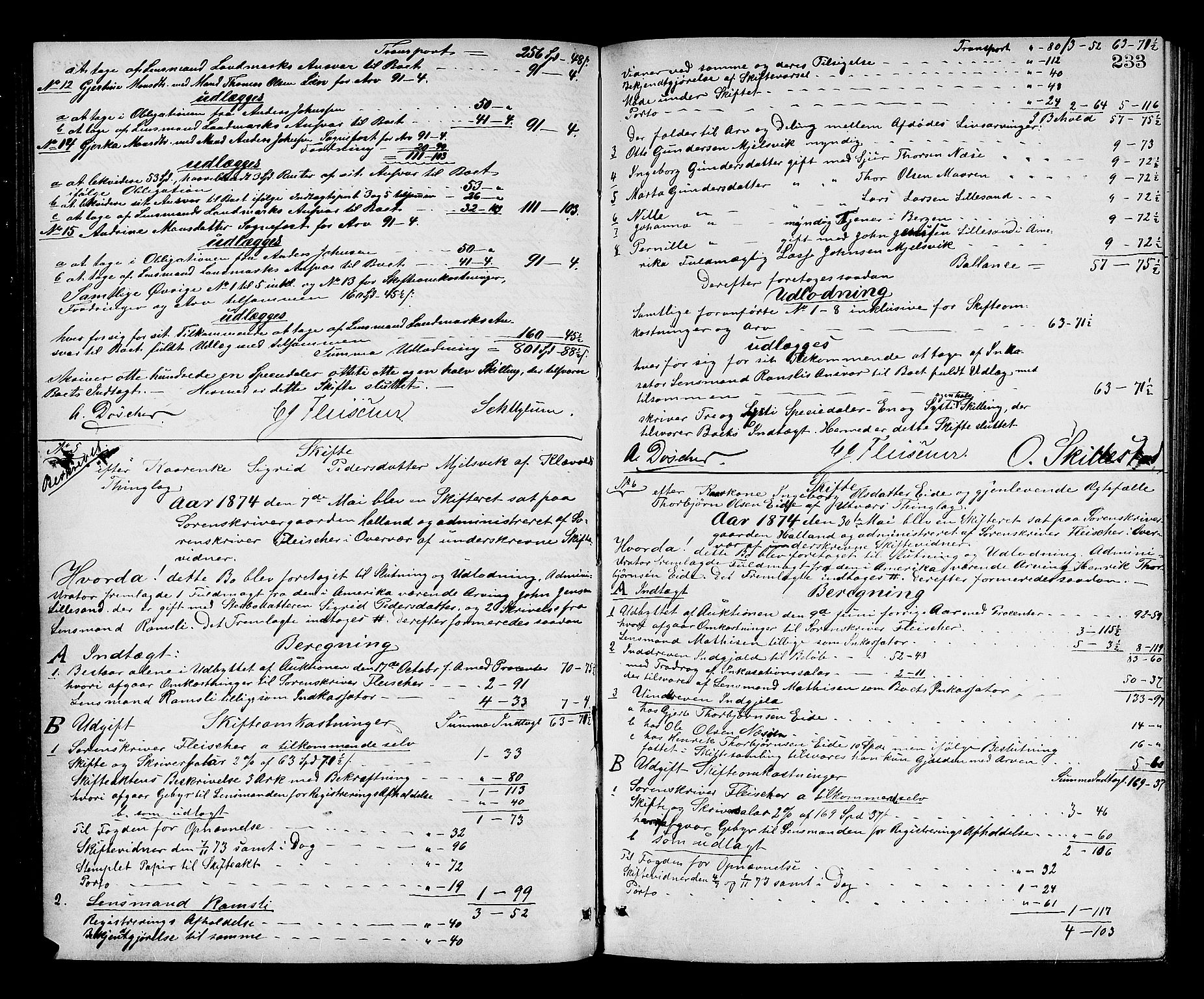 Ytre Sogn tingrett, AV/SAB-A-2601/1/H/Hc/L0002: Skifteutlodningsprotokoll, 1868-1882, p. 232b-233a
