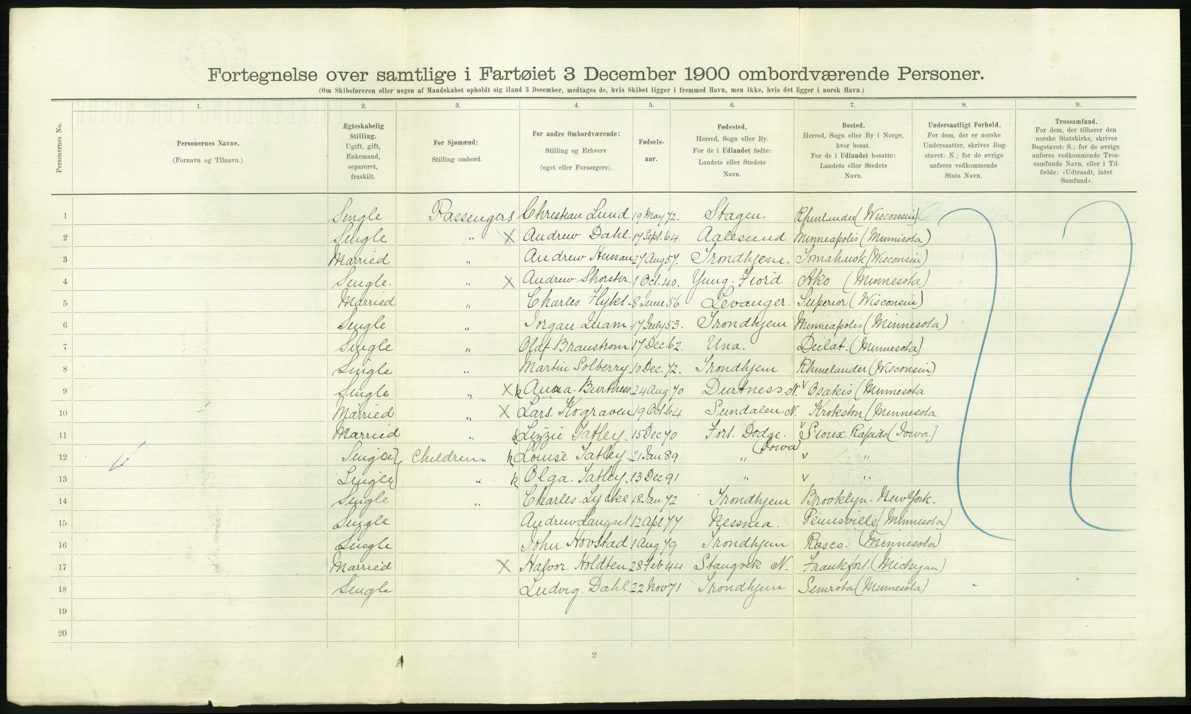 RA, 1900 Census - ship lists from ships in Norwegian harbours, harbours abroad and at sea, 1900, p. 2528