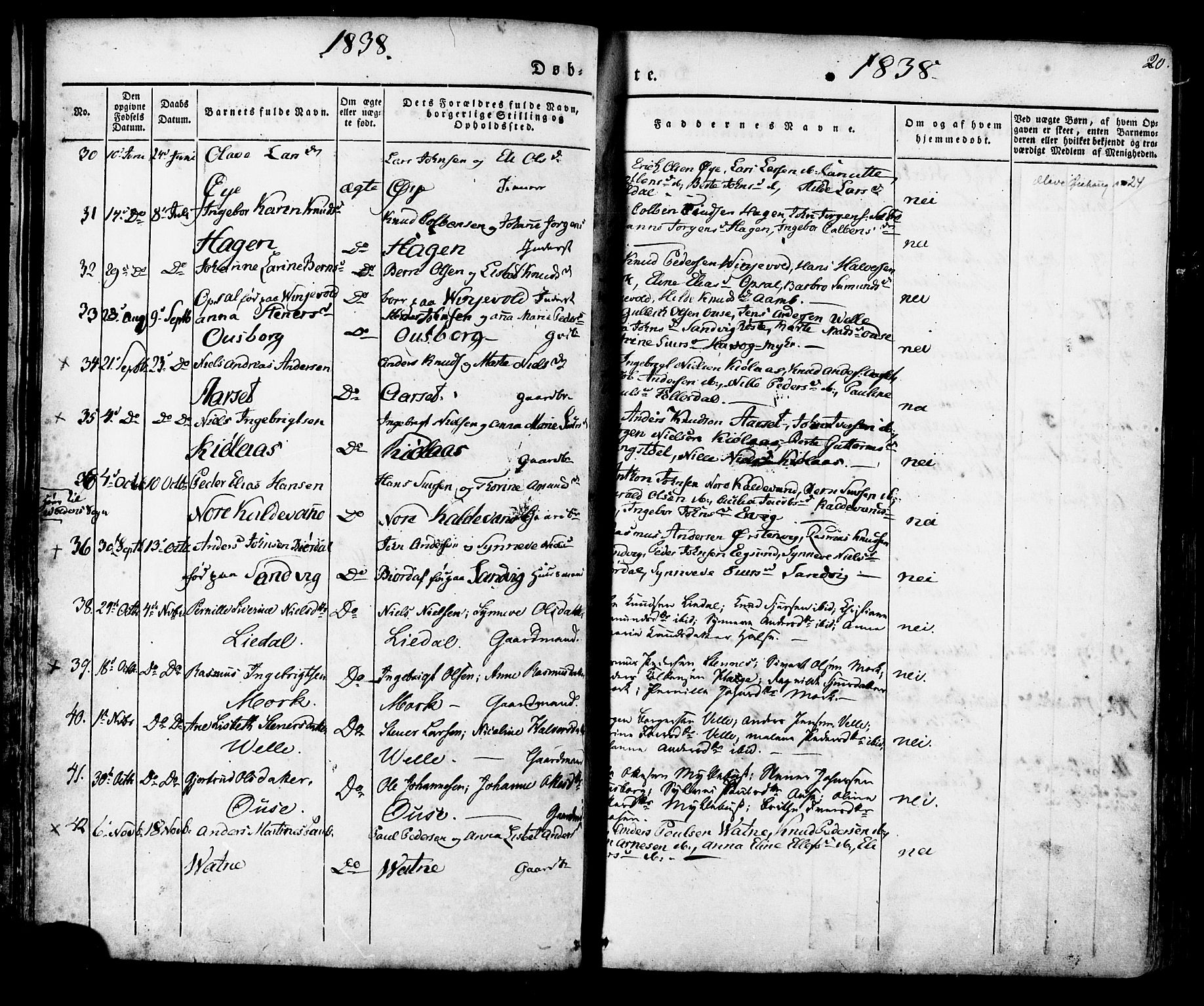 Ministerialprotokoller, klokkerbøker og fødselsregistre - Møre og Romsdal, AV/SAT-A-1454/513/L0174: Parish register (official) no. 513A01, 1831-1855, p. 20