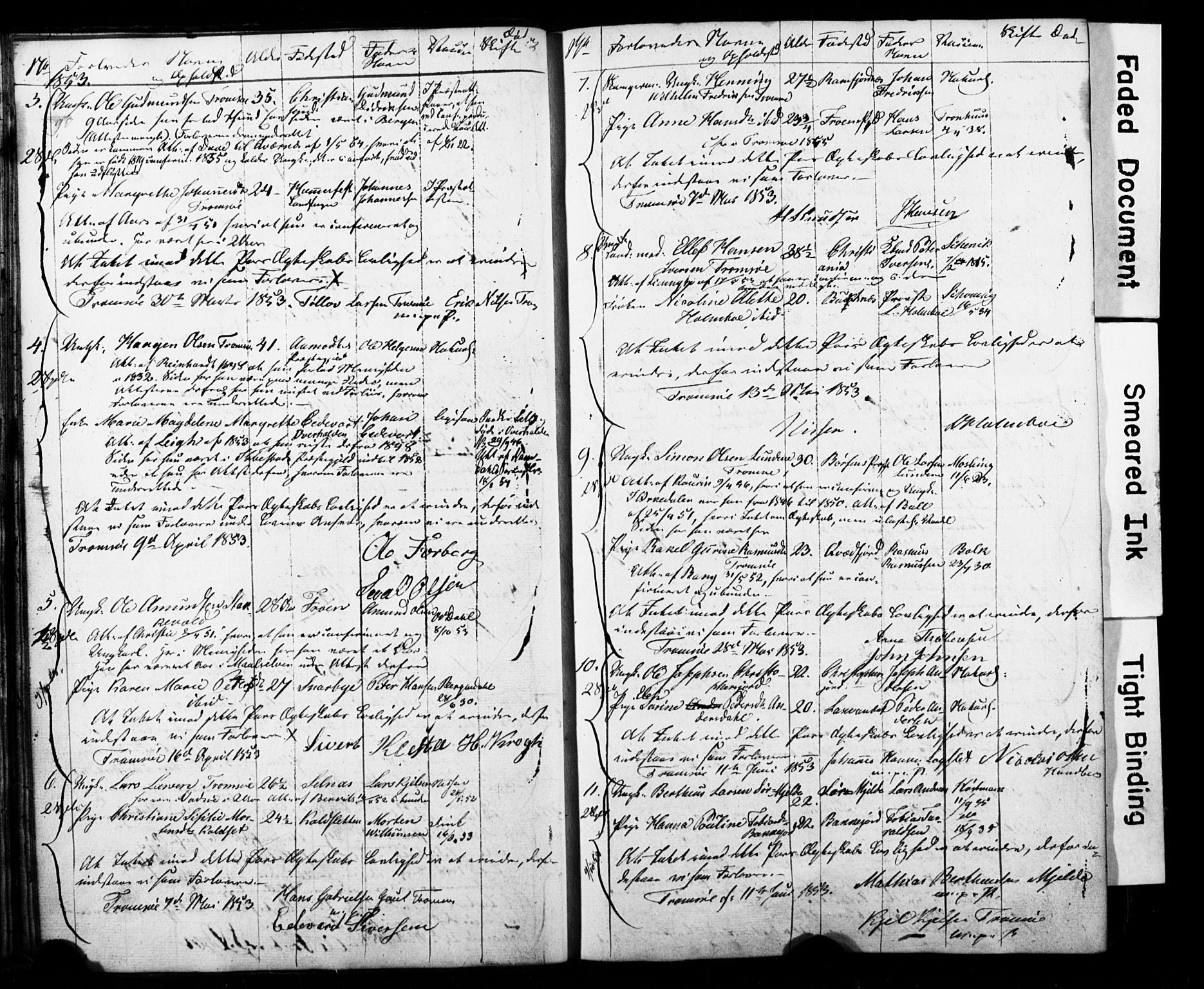 Tromsø sokneprestkontor/stiftsprosti/domprosti, AV/SATØ-S-1343/H/Hc/L0097: Banns register no. 97, 1851-1872